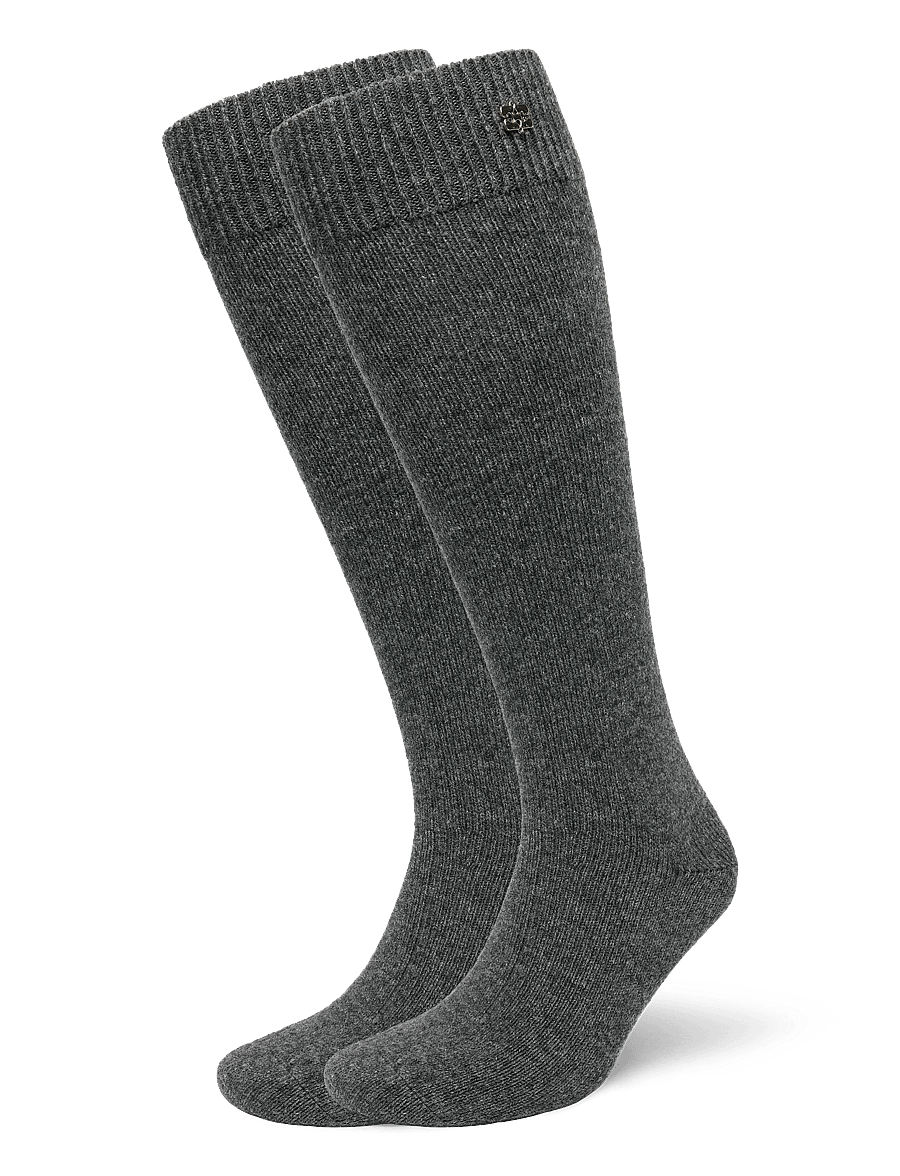 Ganni - Knee-high Wool Socks - kniestrümpfe - grey - 0