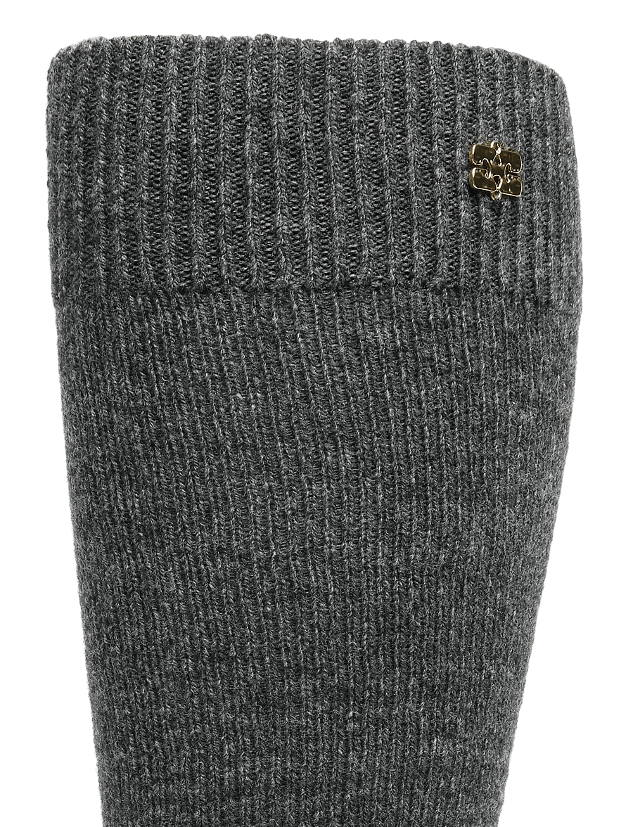 Ganni - Knee-high Wool Socks - kniestrümpfe - grey - 2