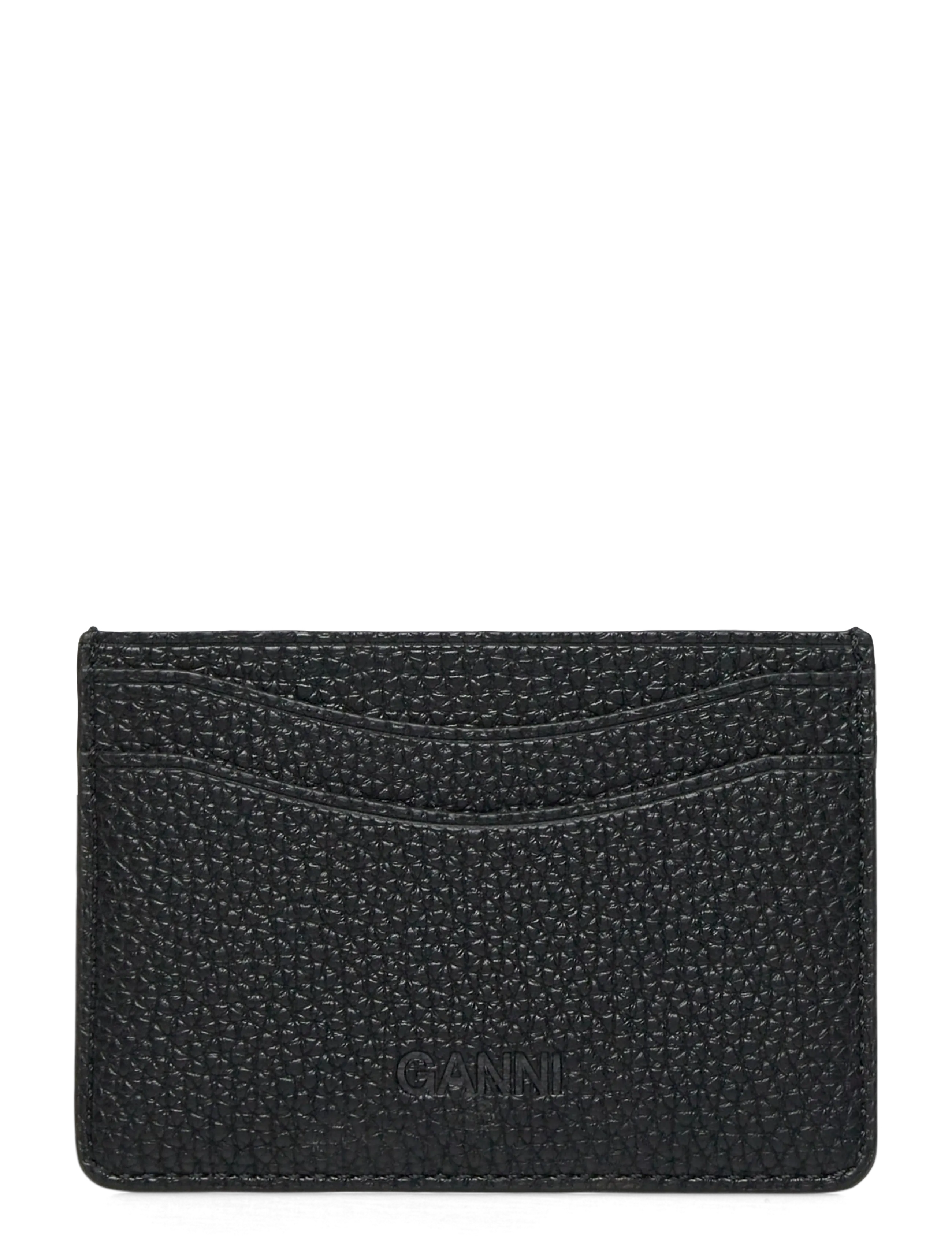 Ganni - Ganni Card Holder Grained - etui na karty kredytowe - black - 1