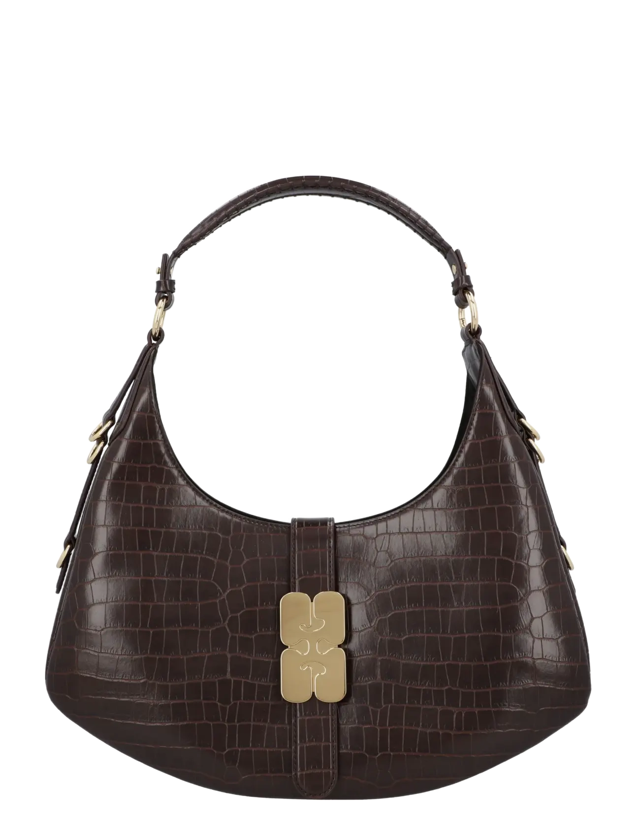 Ganni Croco Hobo Bag, One Size, Bags, Braun - Small Shoulder Bags-crossbody Frauen