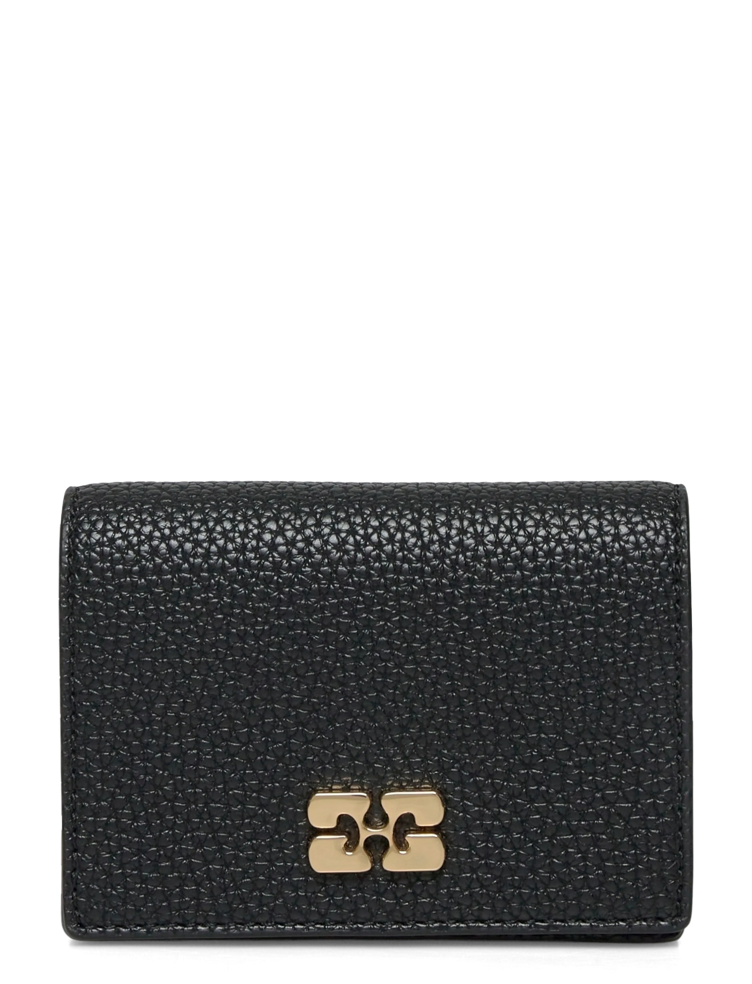 Ganni Ganni Bou Card Holder With Flap Grained Gold - GANNI - BLACK / black