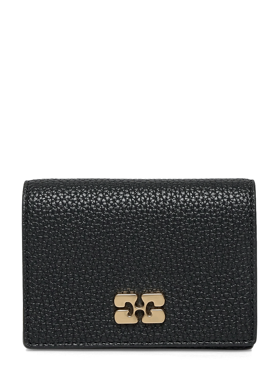 Ganni - Ganni Bou Card Holder With Flap Grained Gold - kartenetuis - black - 0