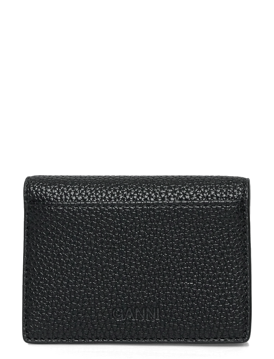 Ganni - Ganni Bou Card Holder With Flap Grained Gold - kartenetuis - black - 1