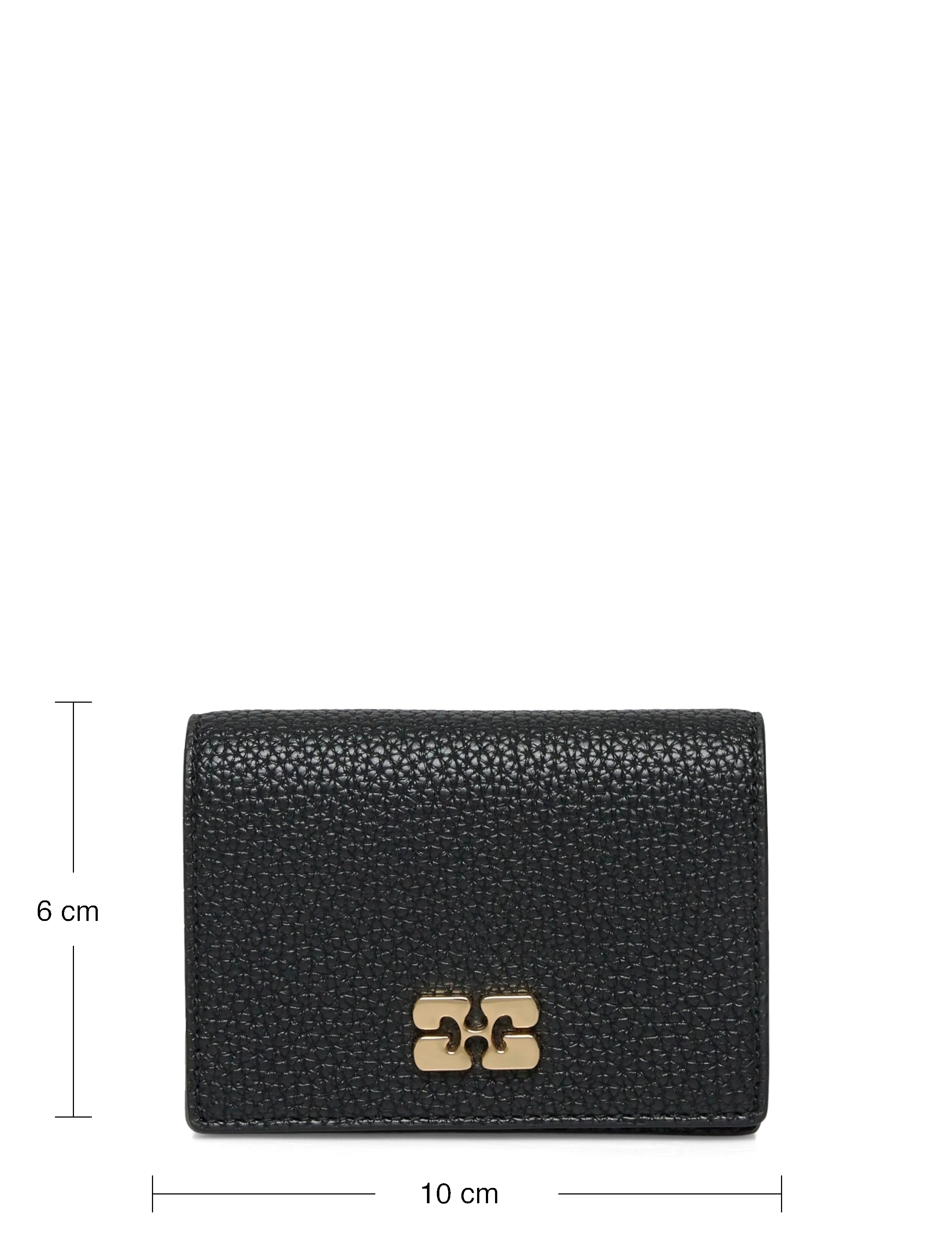 Ganni - Ganni Bou Card Holder With Flap Grained Gold - kartenetuis - black - 4