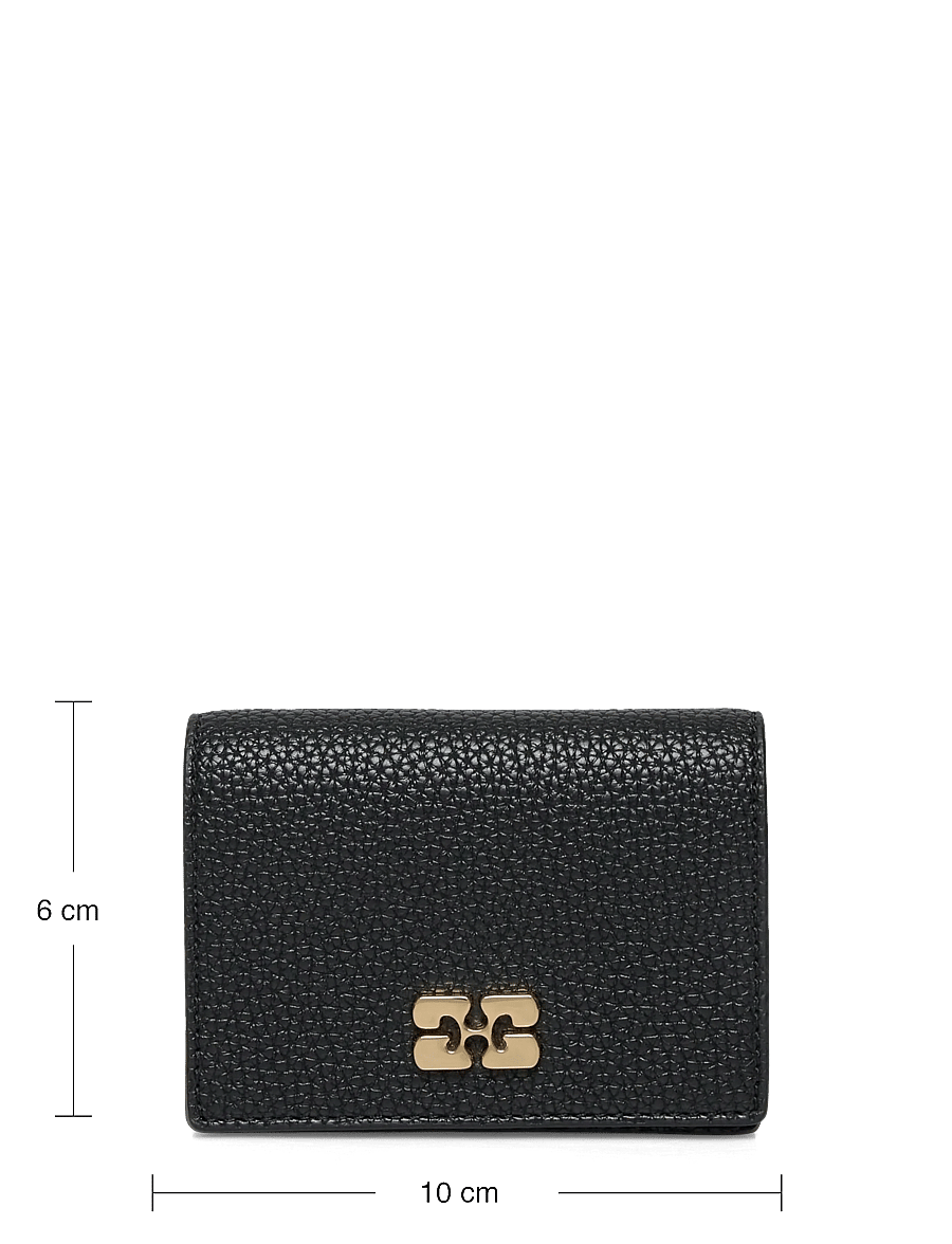 Ganni - Ganni Bou Card Holder With Flap Grained Gold - kartenetuis - black - 4