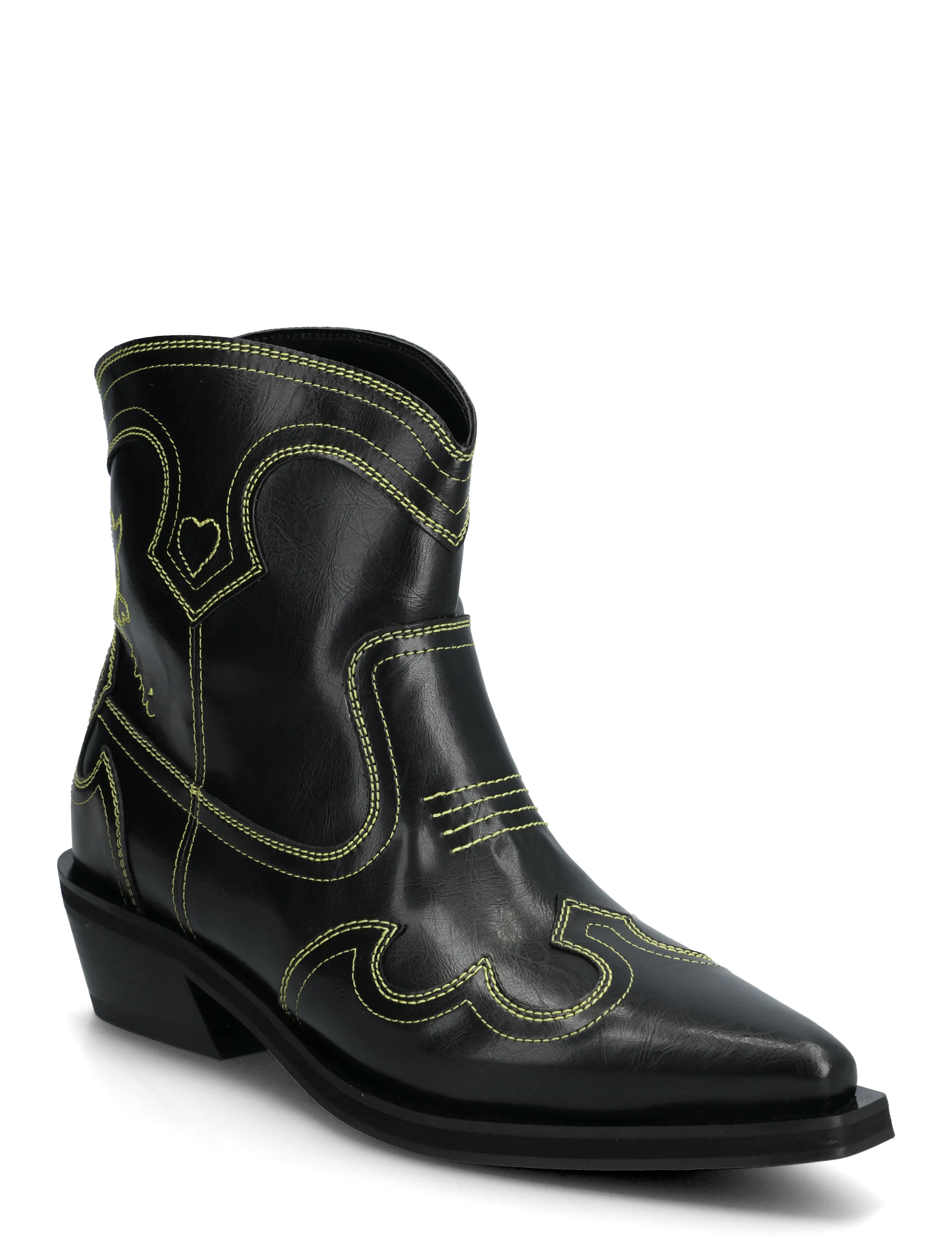 Ganni Low Shaft Embroidered Western Boot Oleatex - Skor - GREY / black