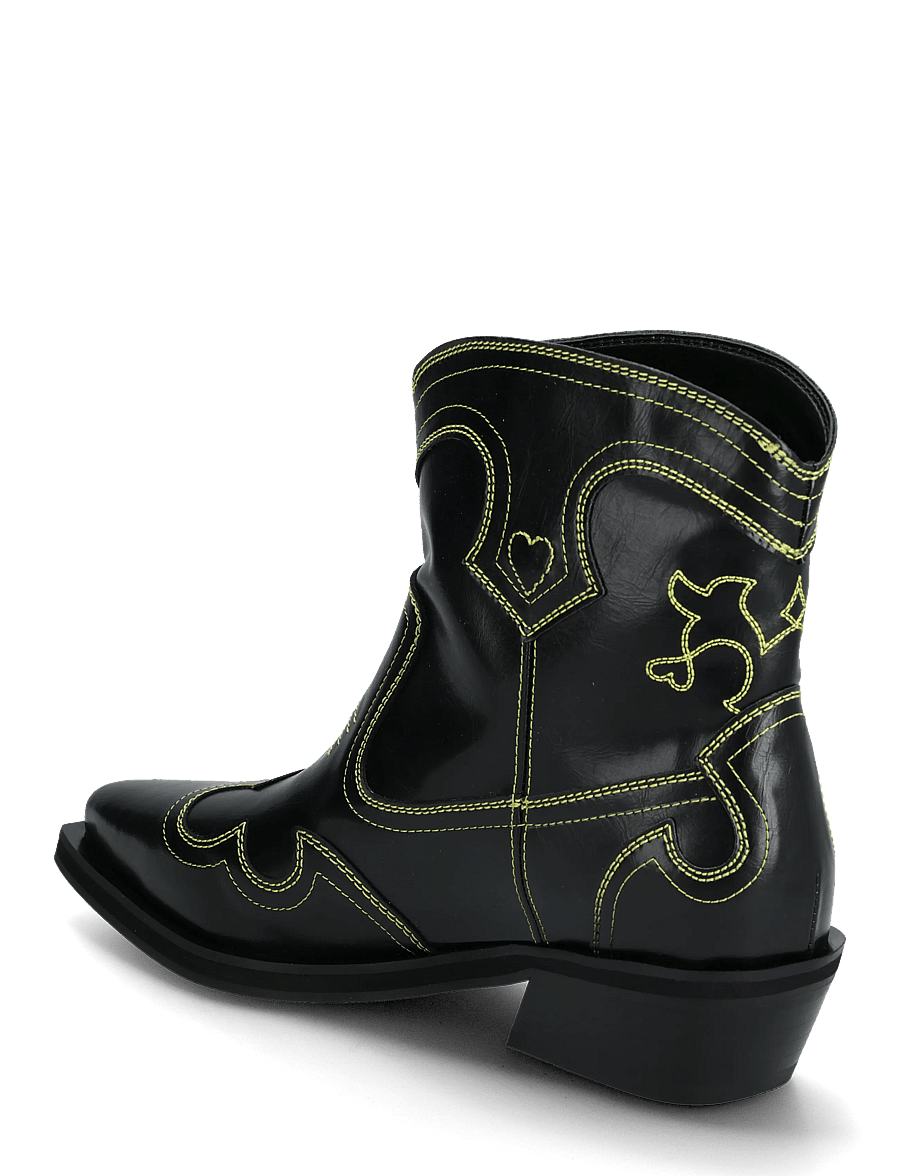 Ganni - Low Shaft Embroidered Western Boot Oleatex - stiefeletten mit absatz - grey - 1