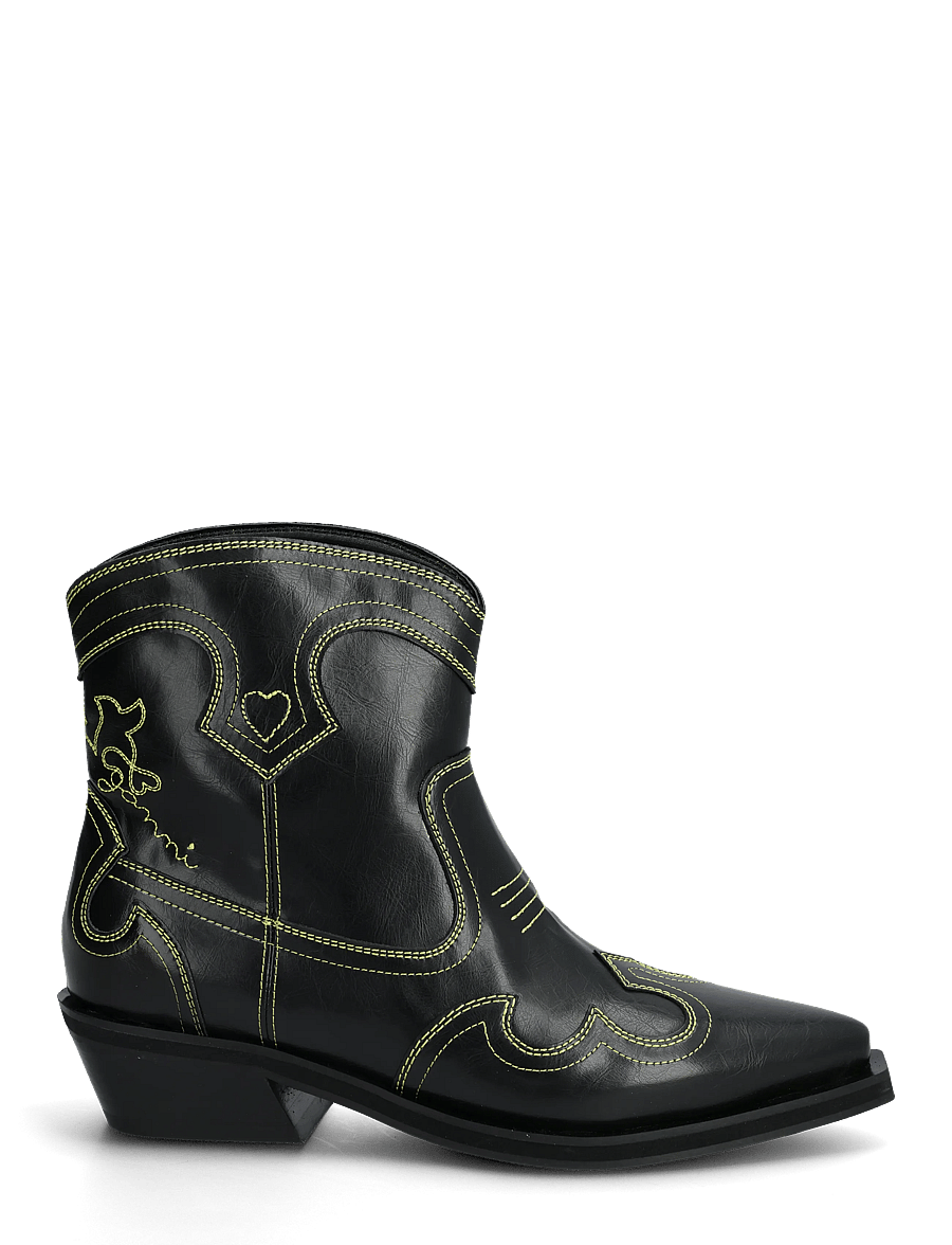 Ganni - Low Shaft Embroidered Western Boot Oleatex - stiefeletten mit absatz - grey - 2