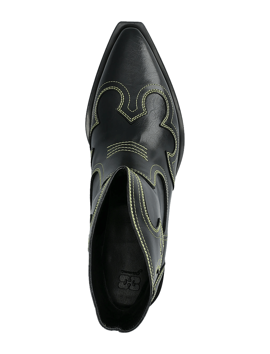 Ganni - Low Shaft Embroidered Western Boot Oleatex - stiefeletten mit absatz - grey - 3