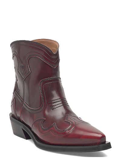 Low Shaft Embroidered Western Boots - AnkelstøVler Med HæL