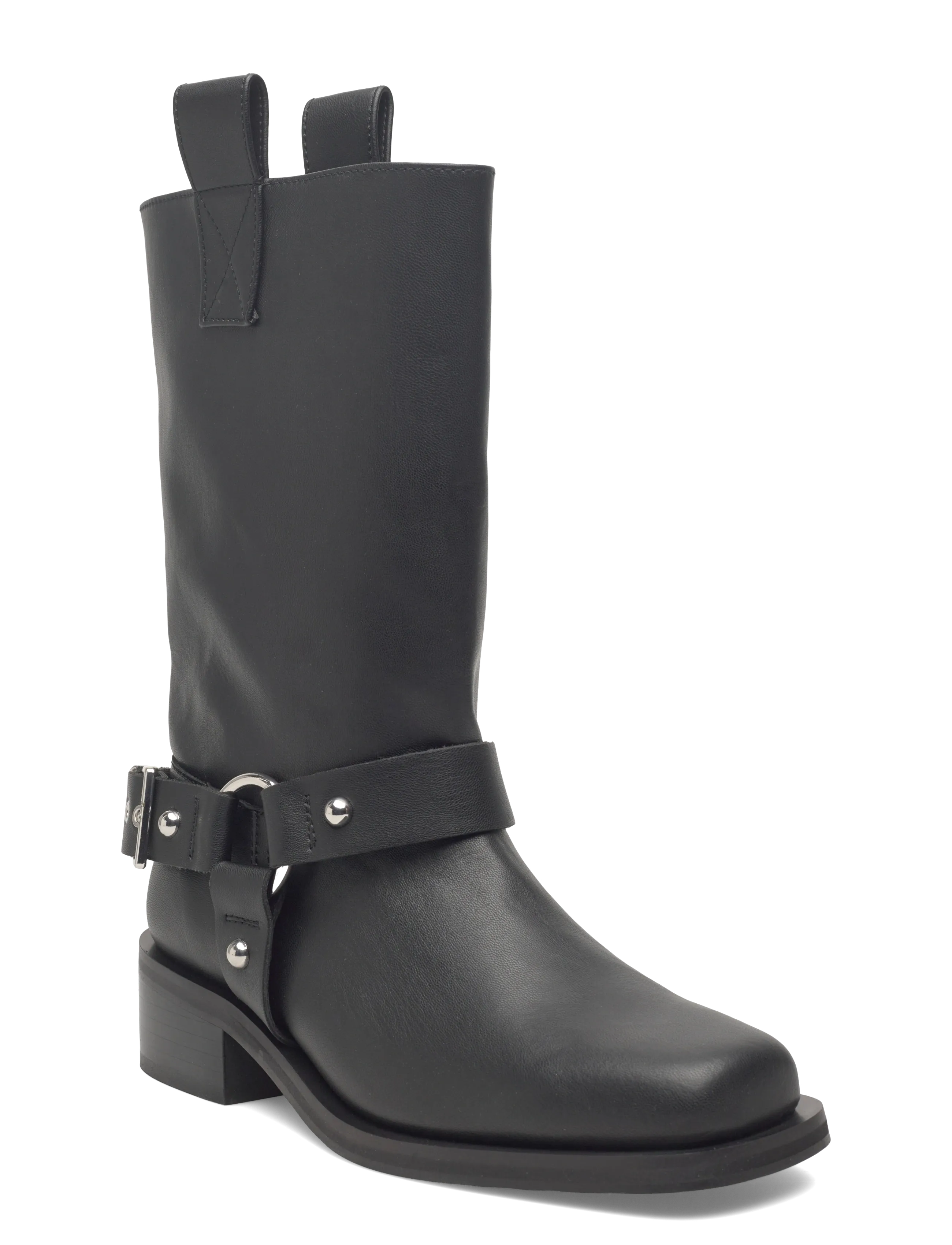 Ganni Mid Shaft Biker Boot, Kvinder, Mellemskaft Bikerstøvler, Sort, Str: 38
