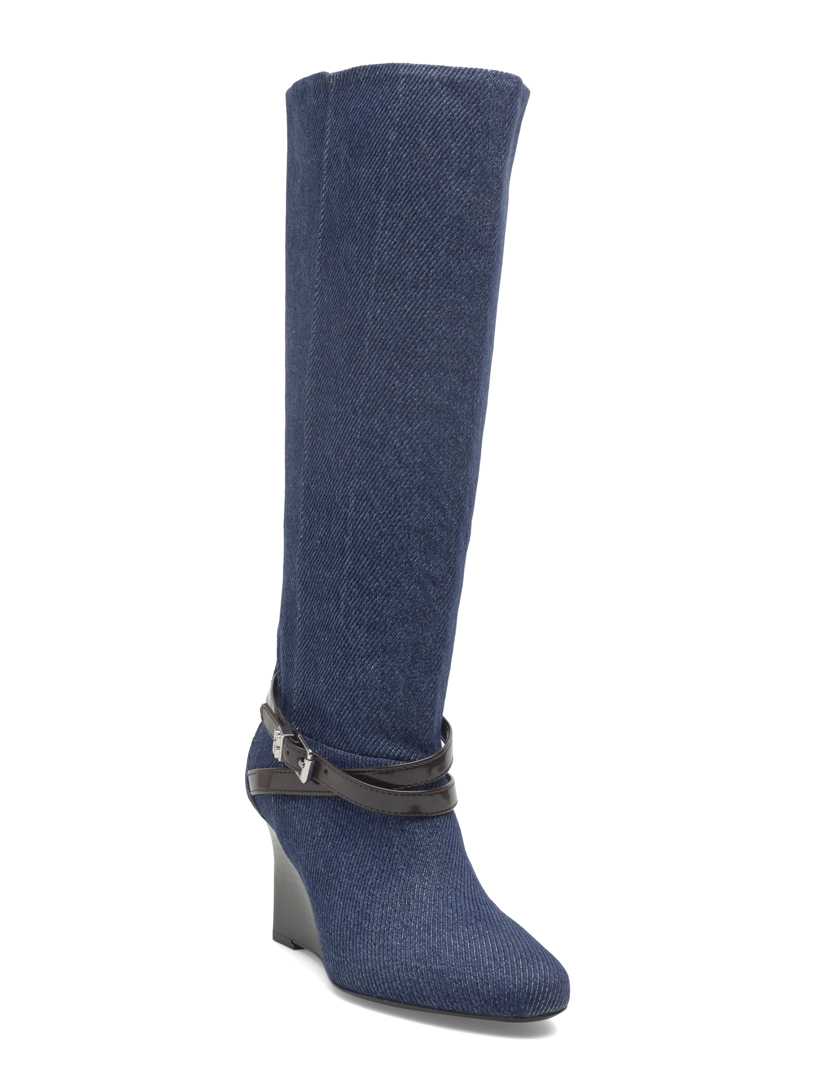 Ganni Kat Slim Slouchy Boot Denim, 37, Tall Boots, Blau - Knee High Frauen