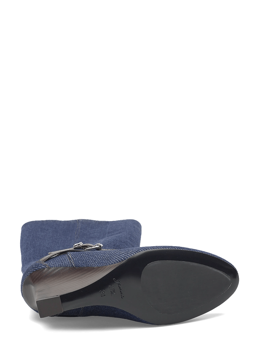 Ganni - Kat Slim Slouchy Boot Denim - kiilakorkokengät - blue - 4