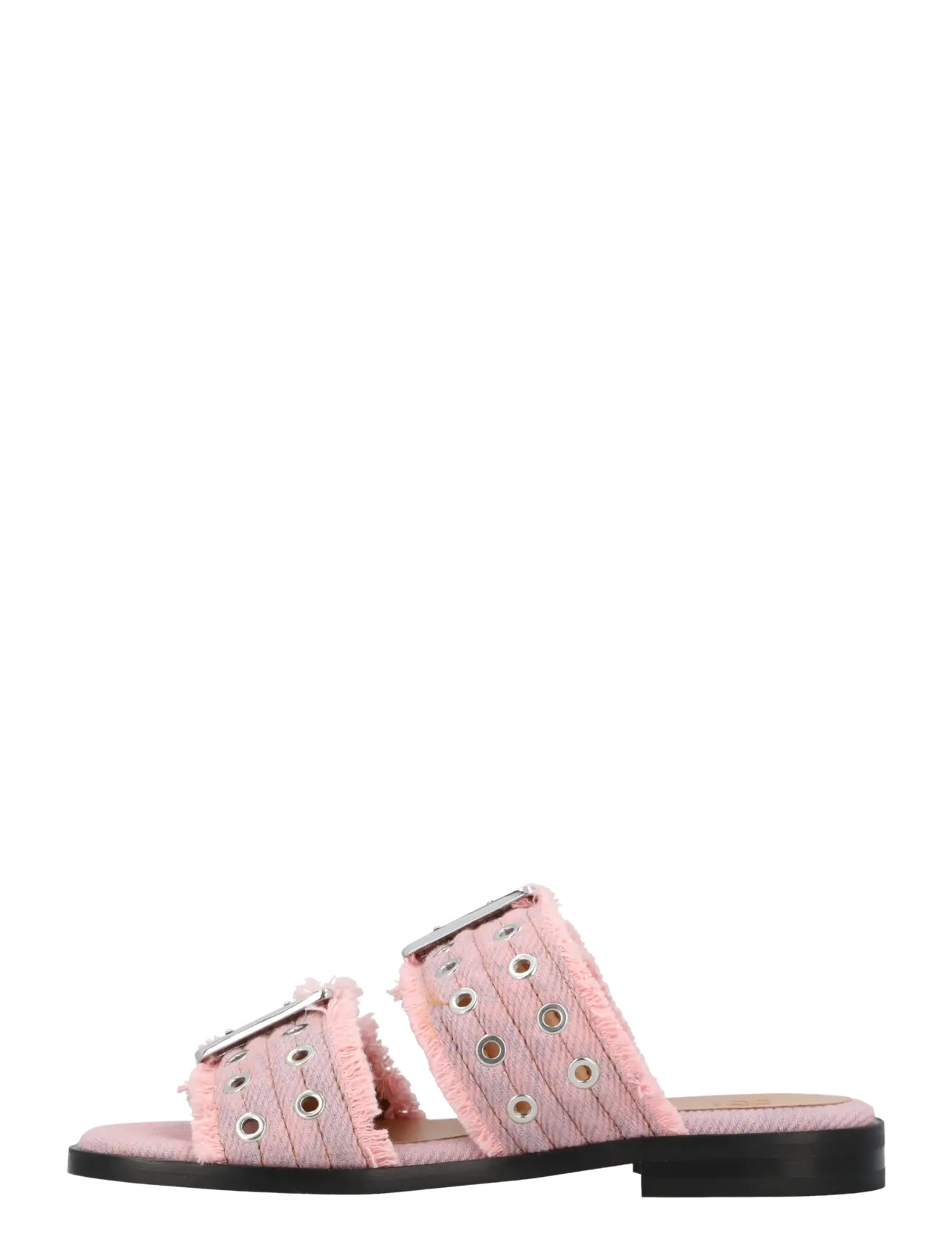 Ganni - Fringed Denim Buckle Sandals - pink - 1