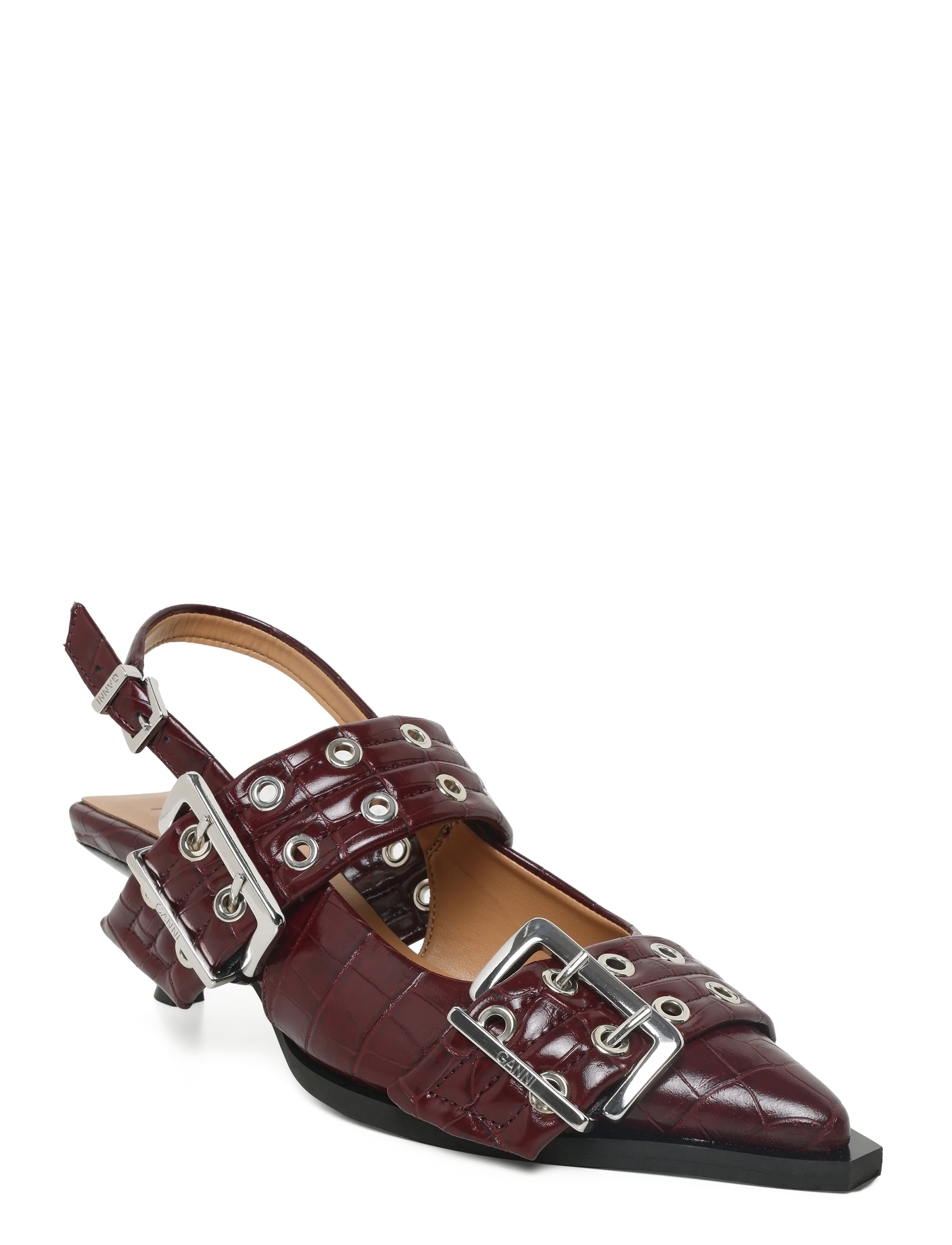 Ganni Feminine Buckle 65 Slingback Pumps, 36, Sling Backs, Burgunderrot - Heeled Slingbacks, Frauen