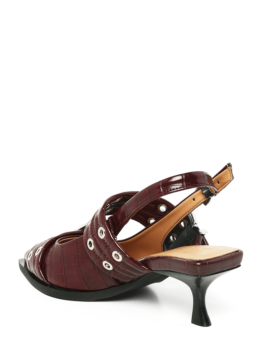 Ganni - Feminine Buckle 65 Slingback Pumps - slingbacks med hæle - burgundy - 1