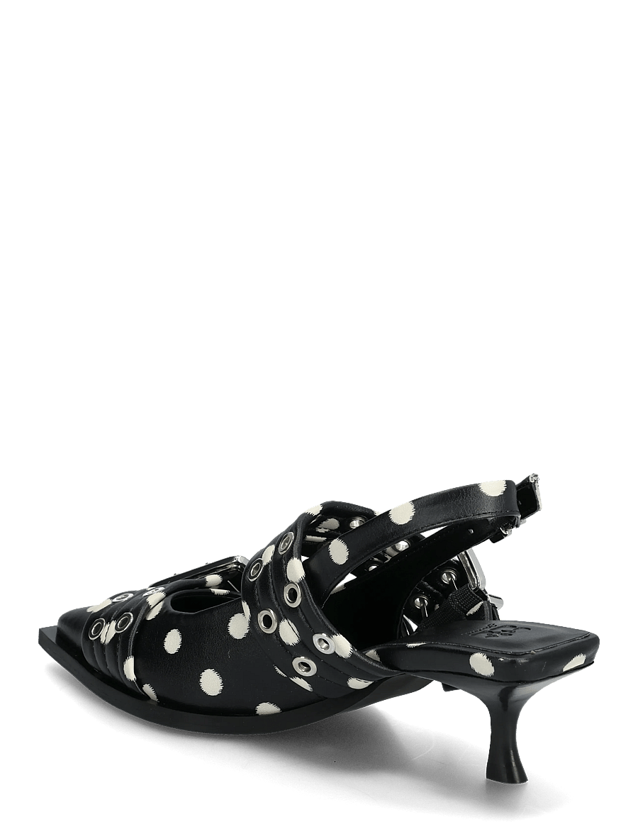Ganni - Feminine Buckle Kitten Heels - slingbacks mit absatz - black - 1