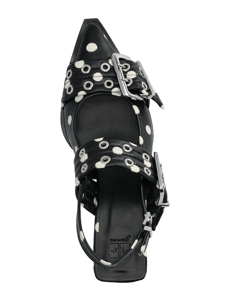 Ganni - Feminine Buckle Kitten Heels - slingbacks mit absatz - black - 3