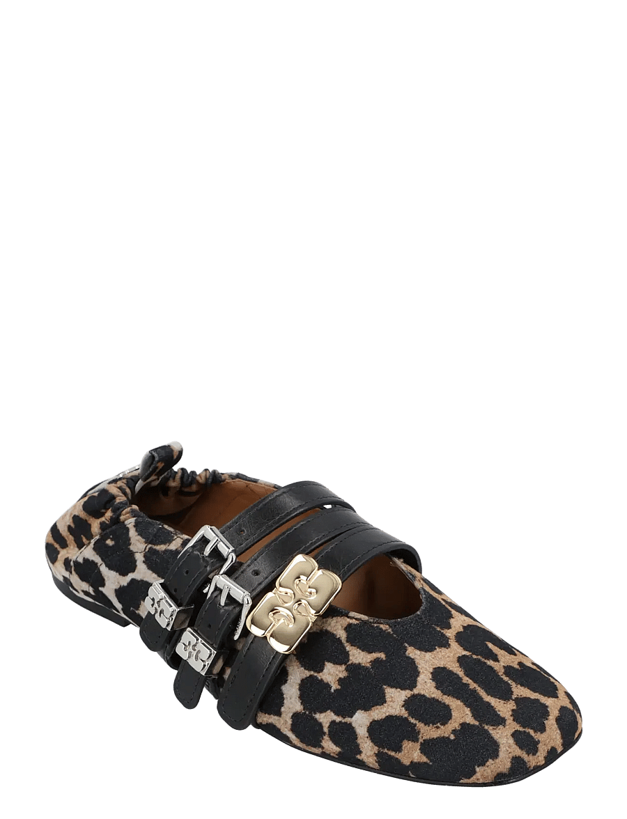 Ganni - Sue Triple Ballerina in Leopard - besondere anlässe - brown - 0
