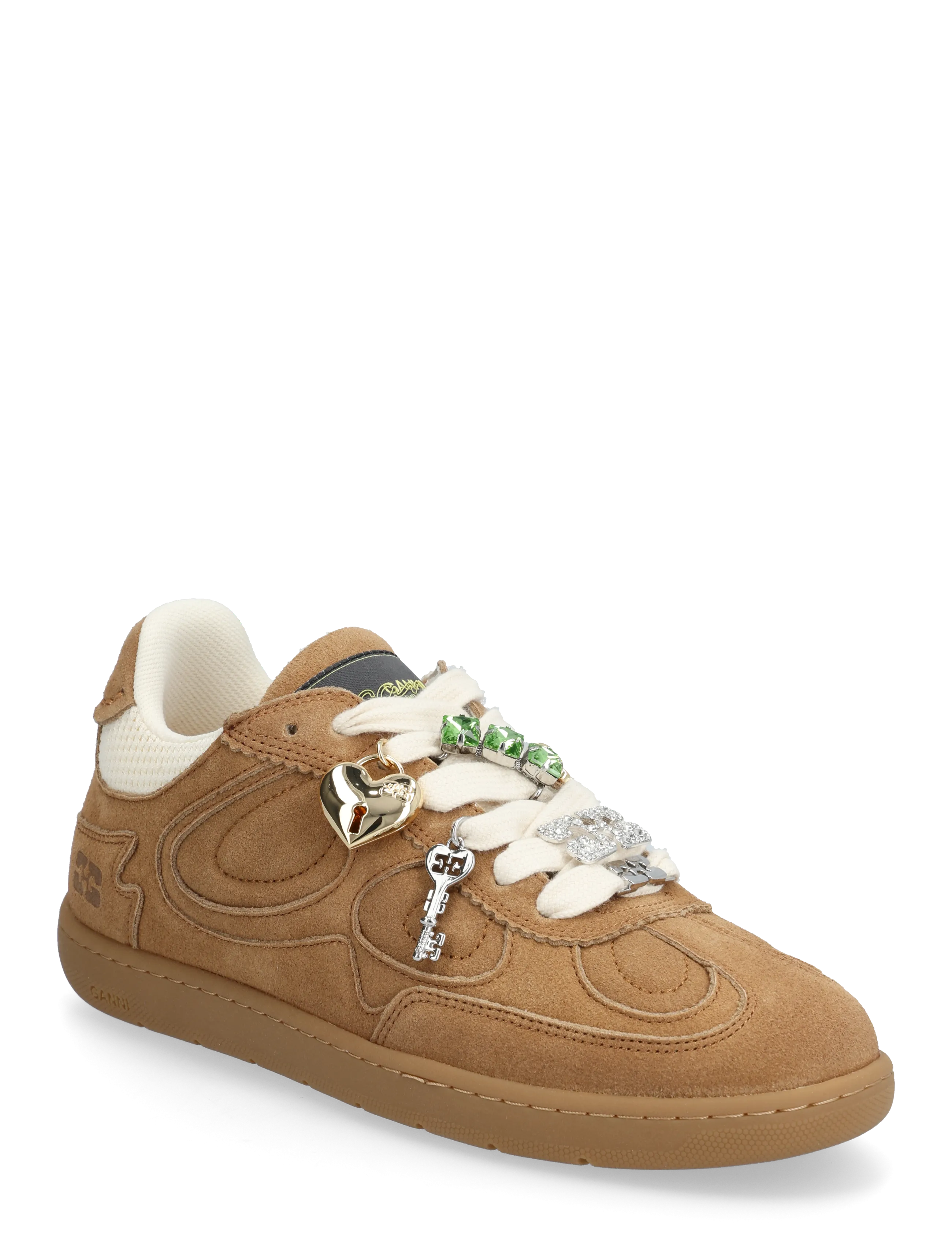 Ganni Round-Toe Charm Sneakers - Skór - BROWN / brown