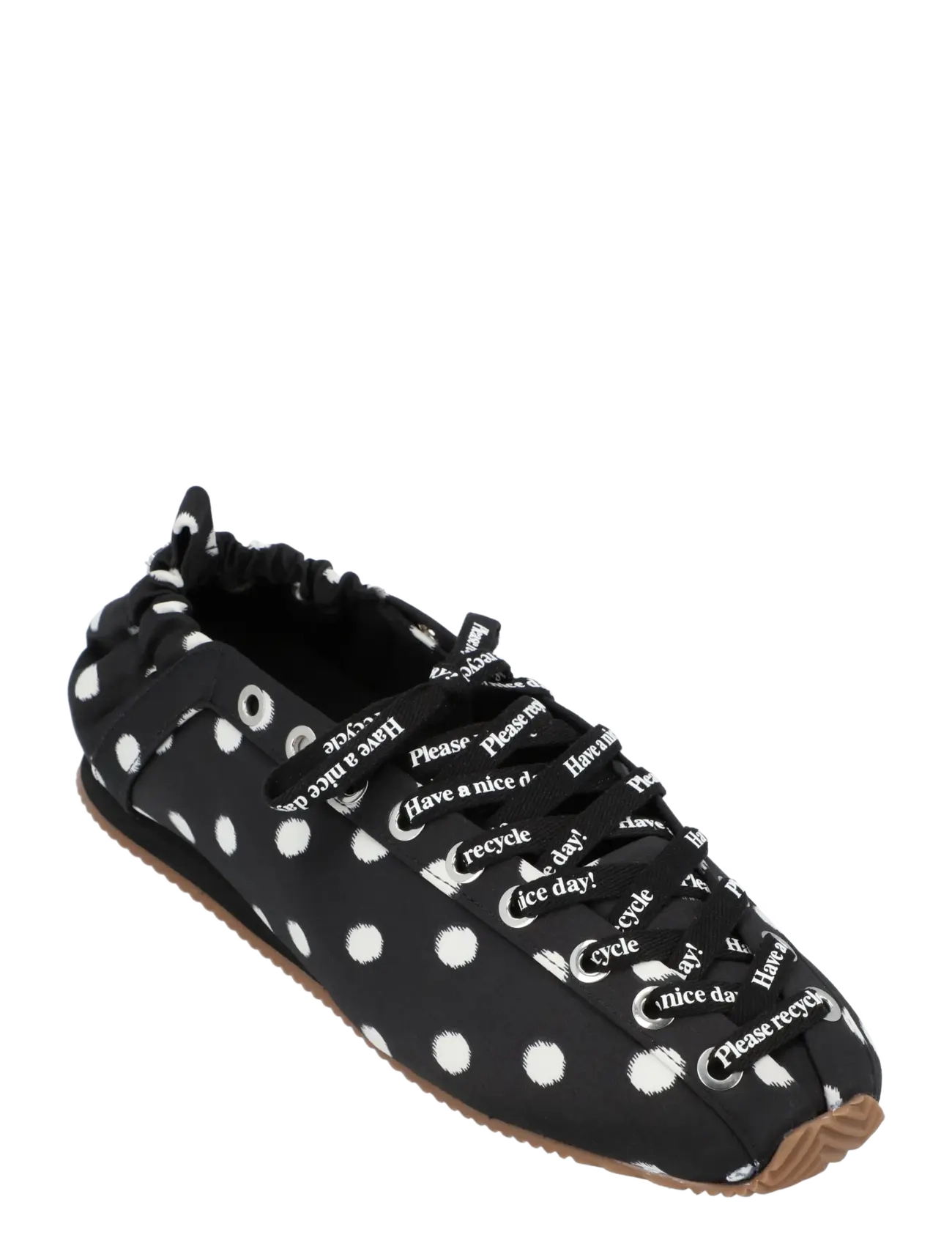 Ganni Polka-dot lace-up sporty ballerina flats - Modern femininity - BLACK / black