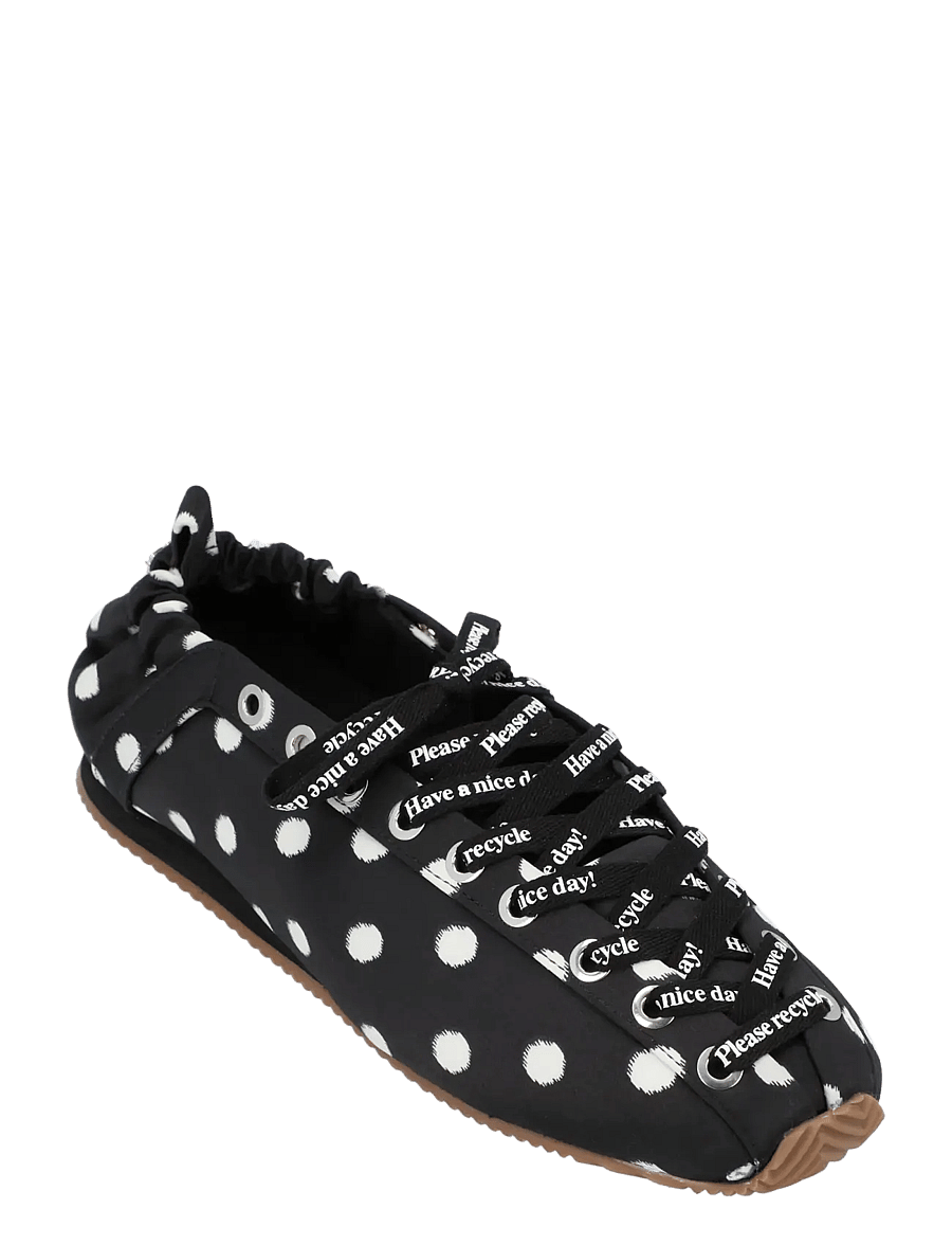 Ganni - Polka-dot lace-up sporty ballerina flats - besondere anlässe - black - 0