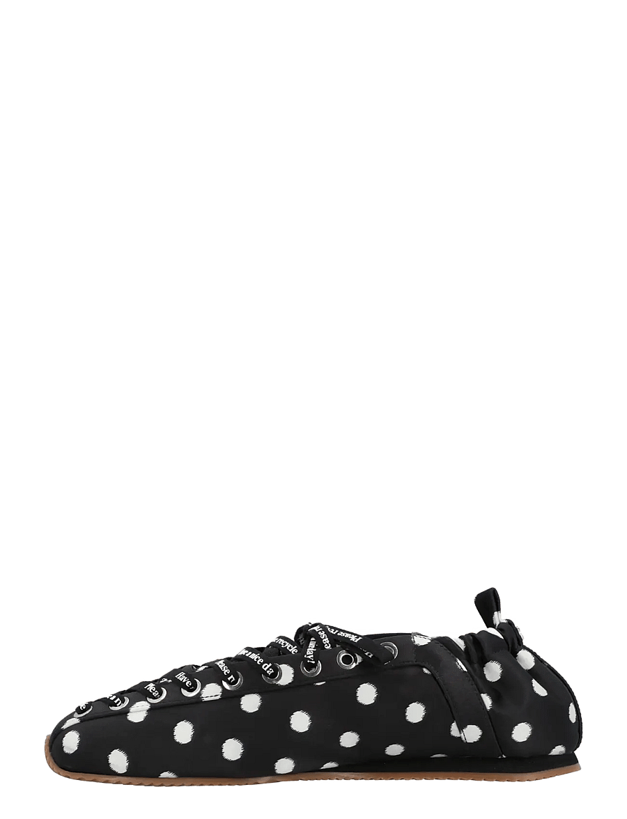 Ganni - Polka-dot lace-up sporty ballerina flats - besondere anlässe - black - 1