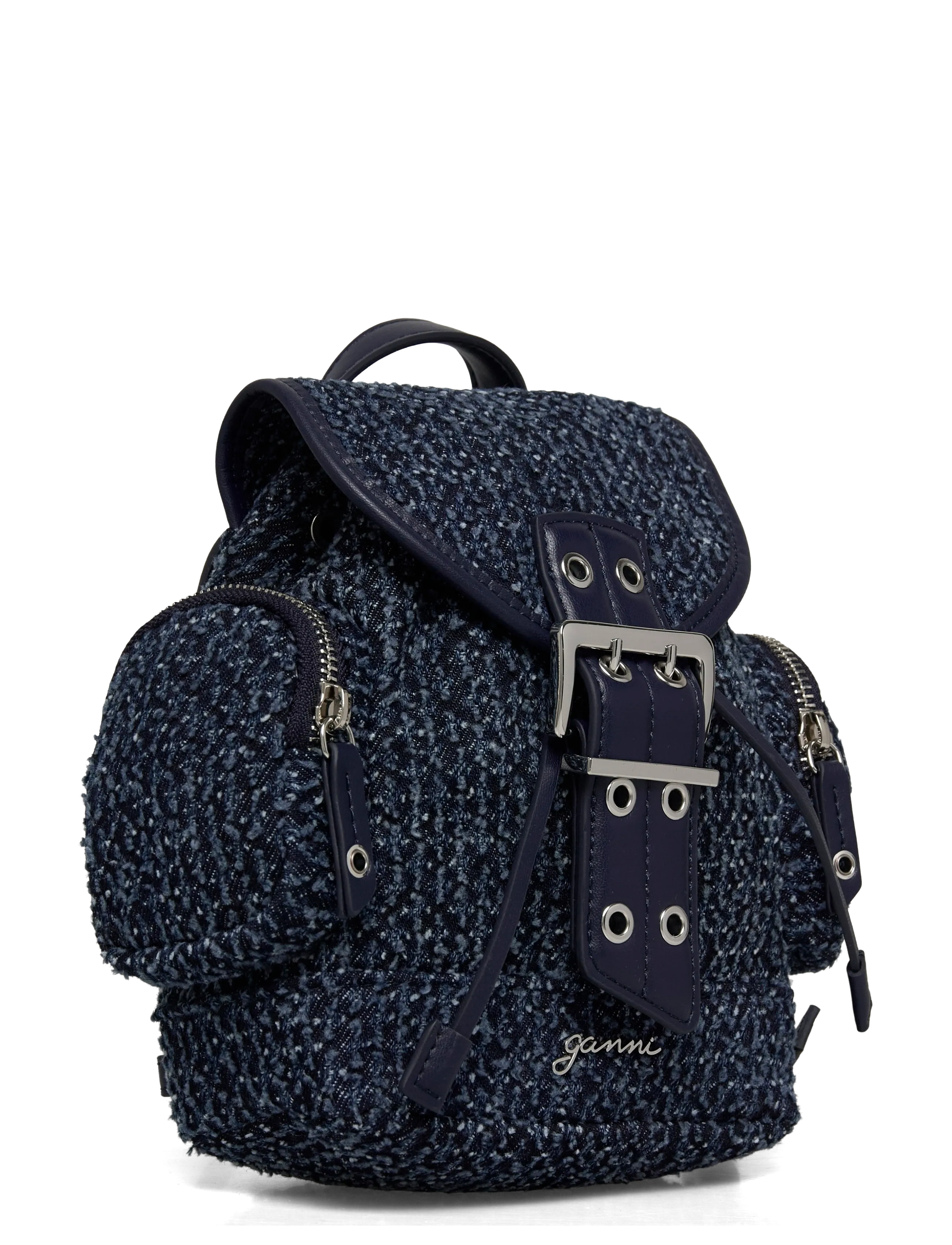 Ganni - Buckle Zip Backpack - rucksäcke - blue - 2