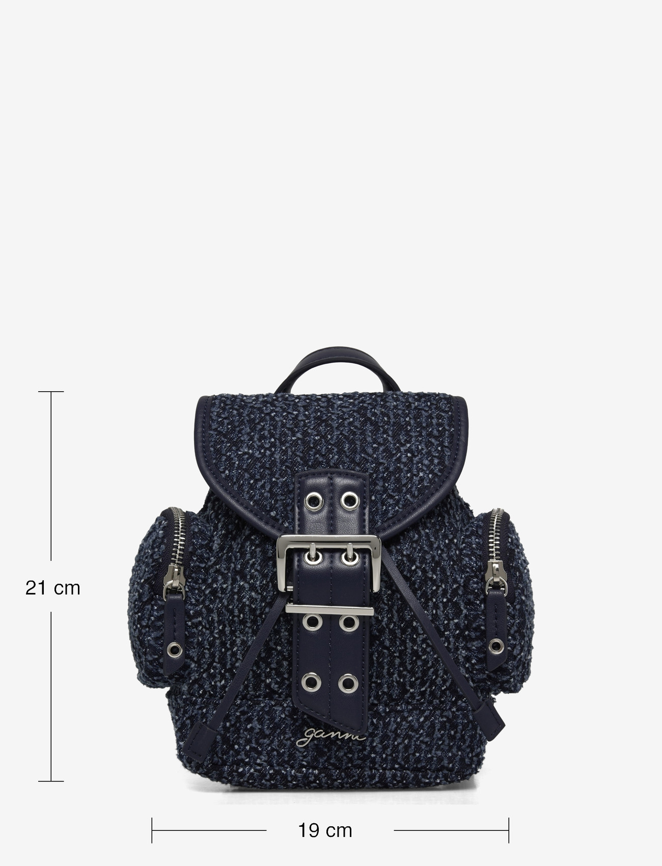 Ganni - Buckle Zip Backpack - rucksäcke - blue - 3