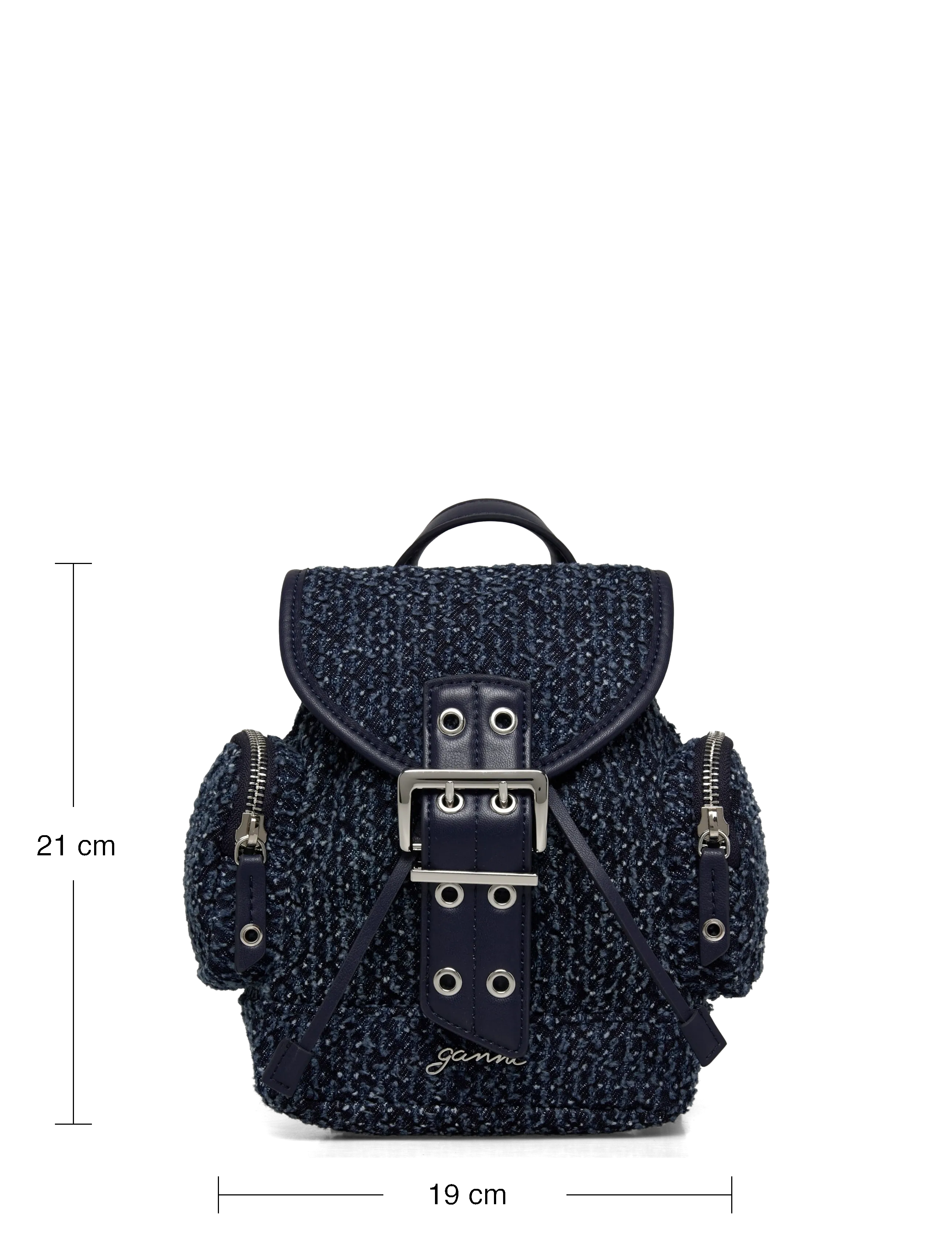 Ganni - Buckle Zip Backpack - rucksäcke - blue - 3