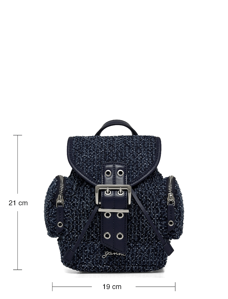 Ganni - Buckle Zip Backpack - rucksäcke - blue - 3