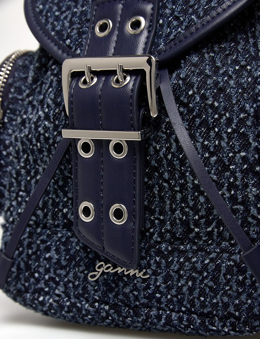 Ganni - Buckle Zip Backpack - rucksäcke - blue - 4