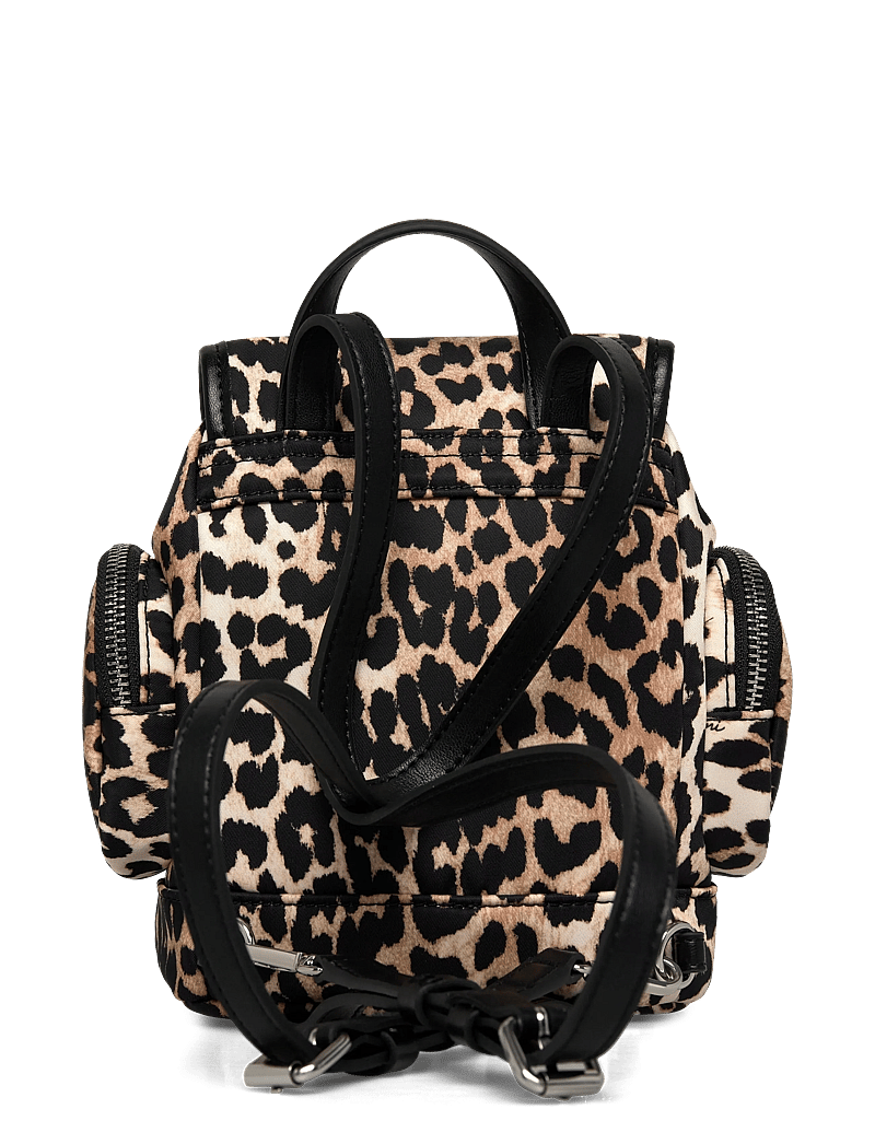 Ganni - Leopard Small Nylon Bucky Backpack - alltags-style - brown - 1