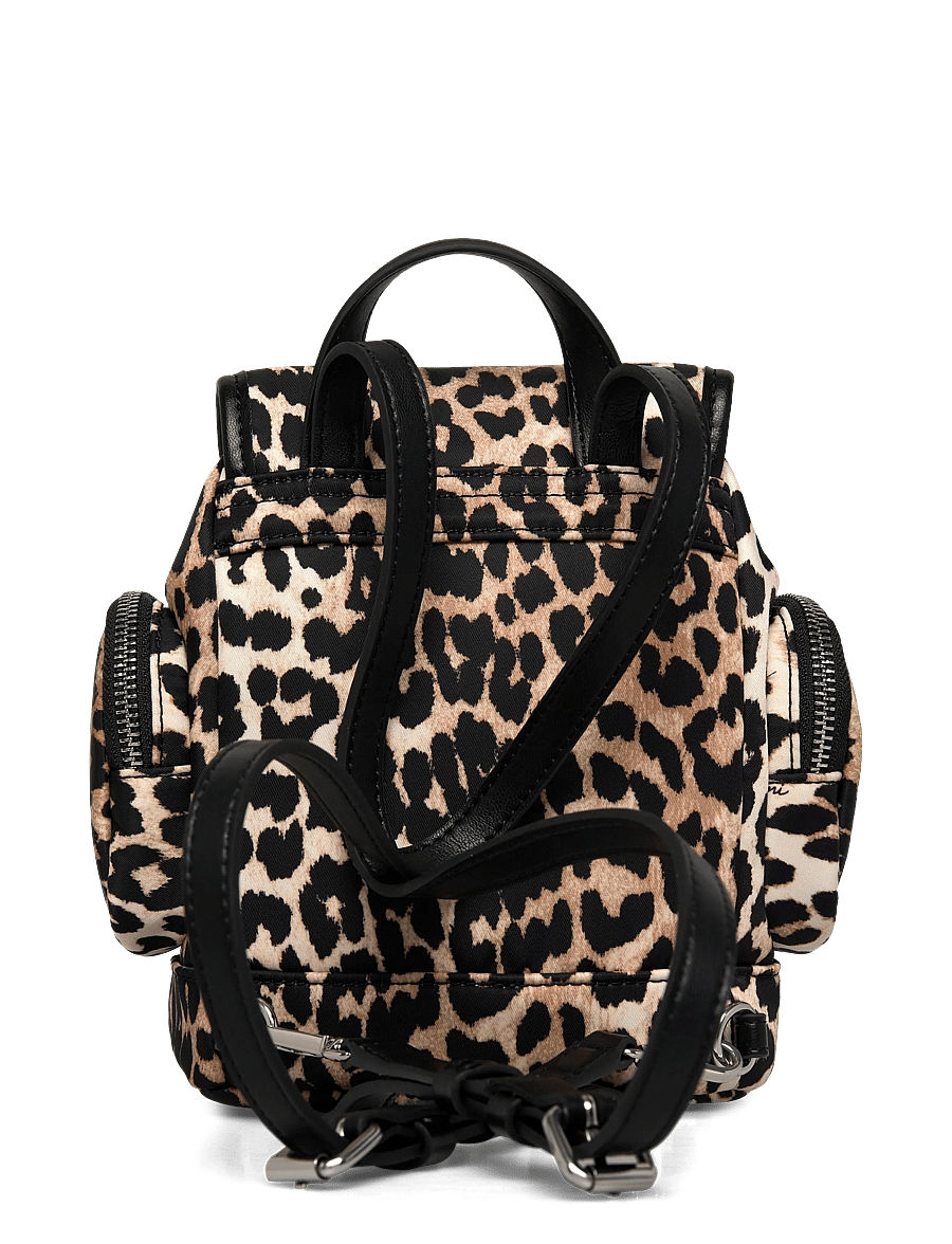 Ganni - Leopard Small Nylon Bucky Backpack - alltags-style - brown - 1