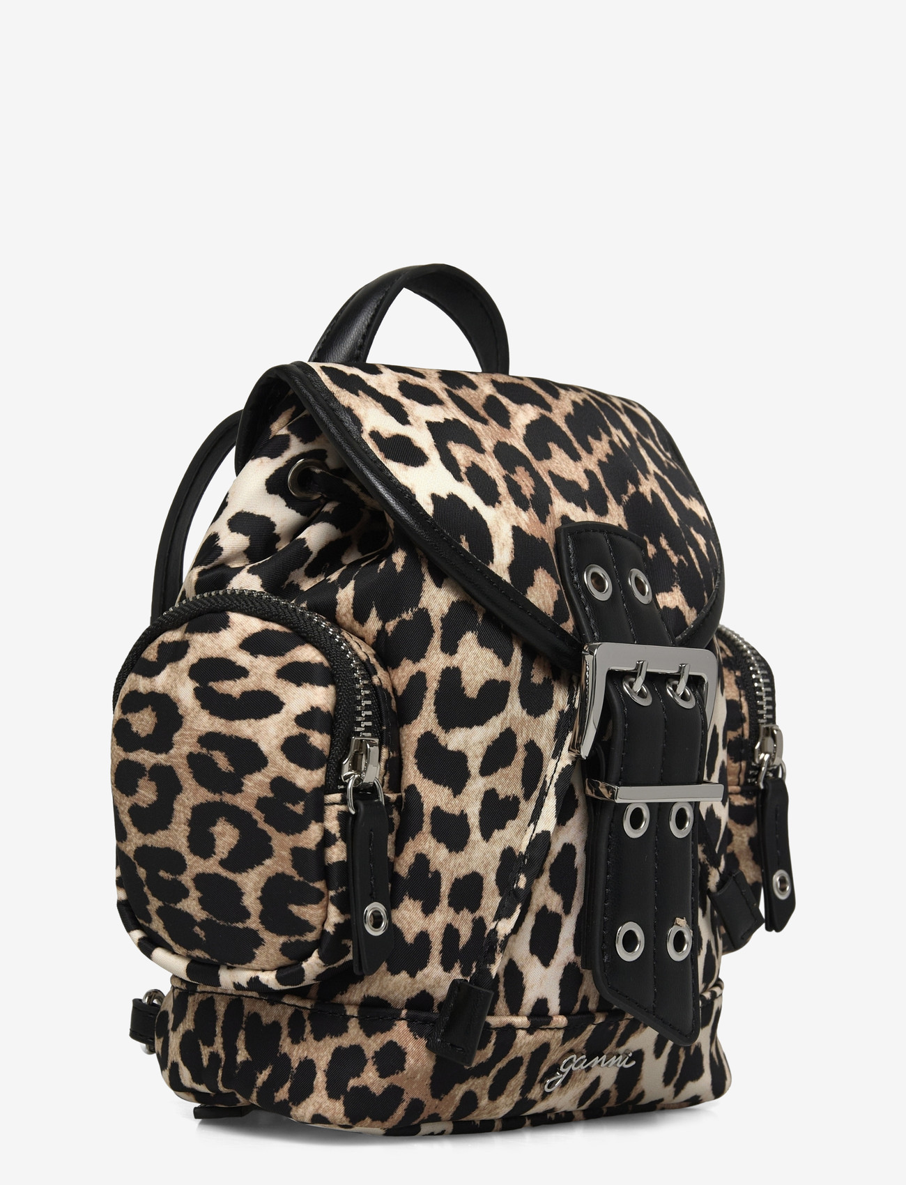 Ganni - Leopard Small Nylon Bucky Backpack - accessoires - brown - 2