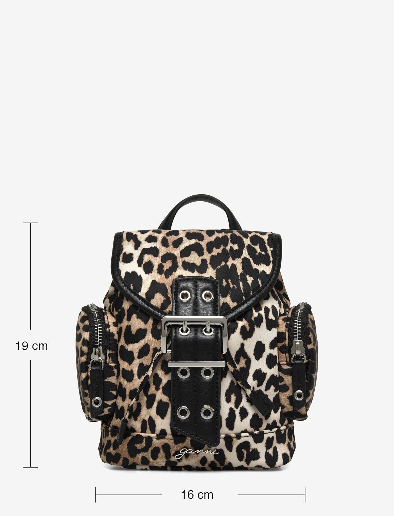 Ganni - Leopard Small Nylon Bucky Backpack - accessoires - brown - 3