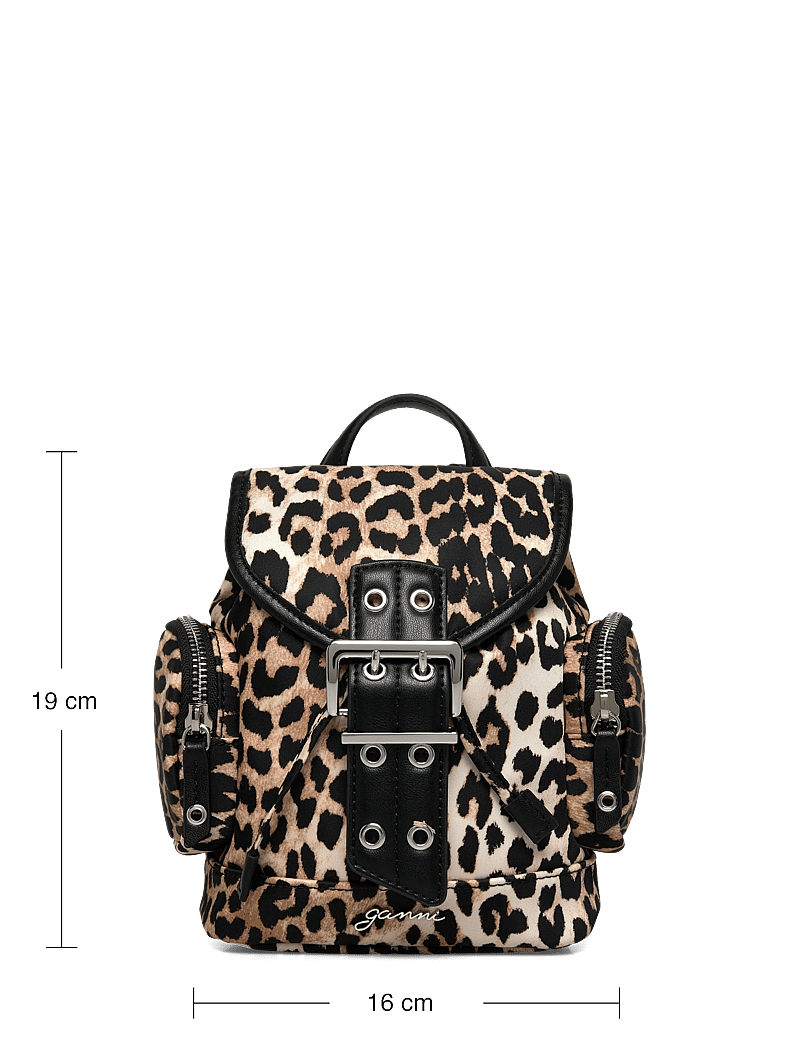 Ganni - Leopard Small Nylon Bucky Backpack - alltags-style - brown - 3