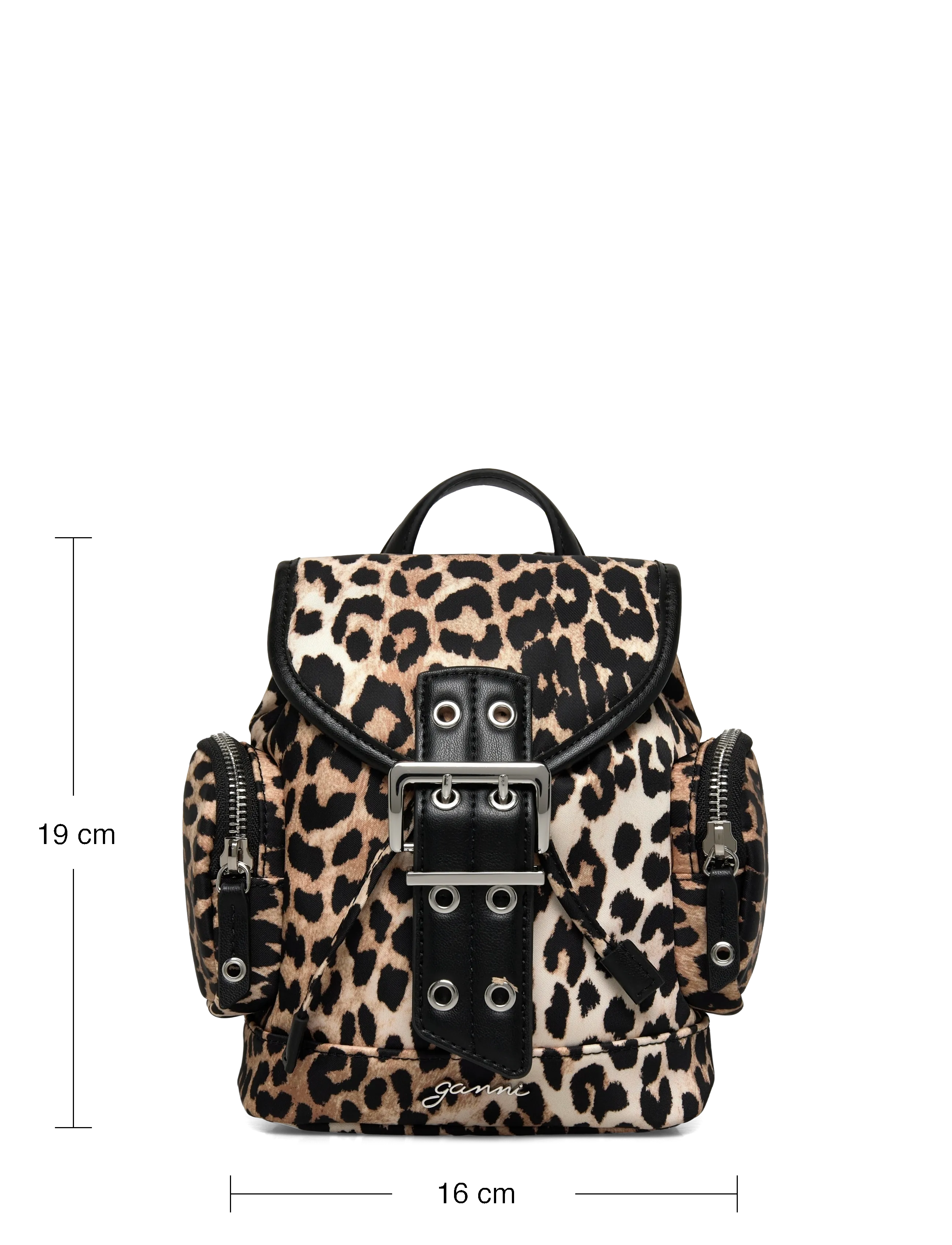 Ganni - Leopard Small Nylon Bucky Backpack - accessoires - brown - 3