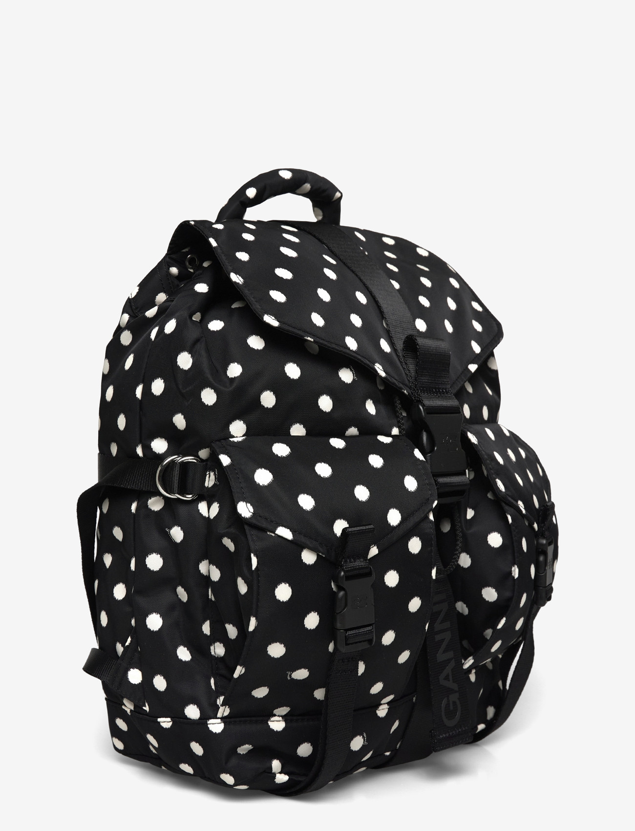 Ganni - Black Dots Re-Tech Backpack - backpacks - black - 2