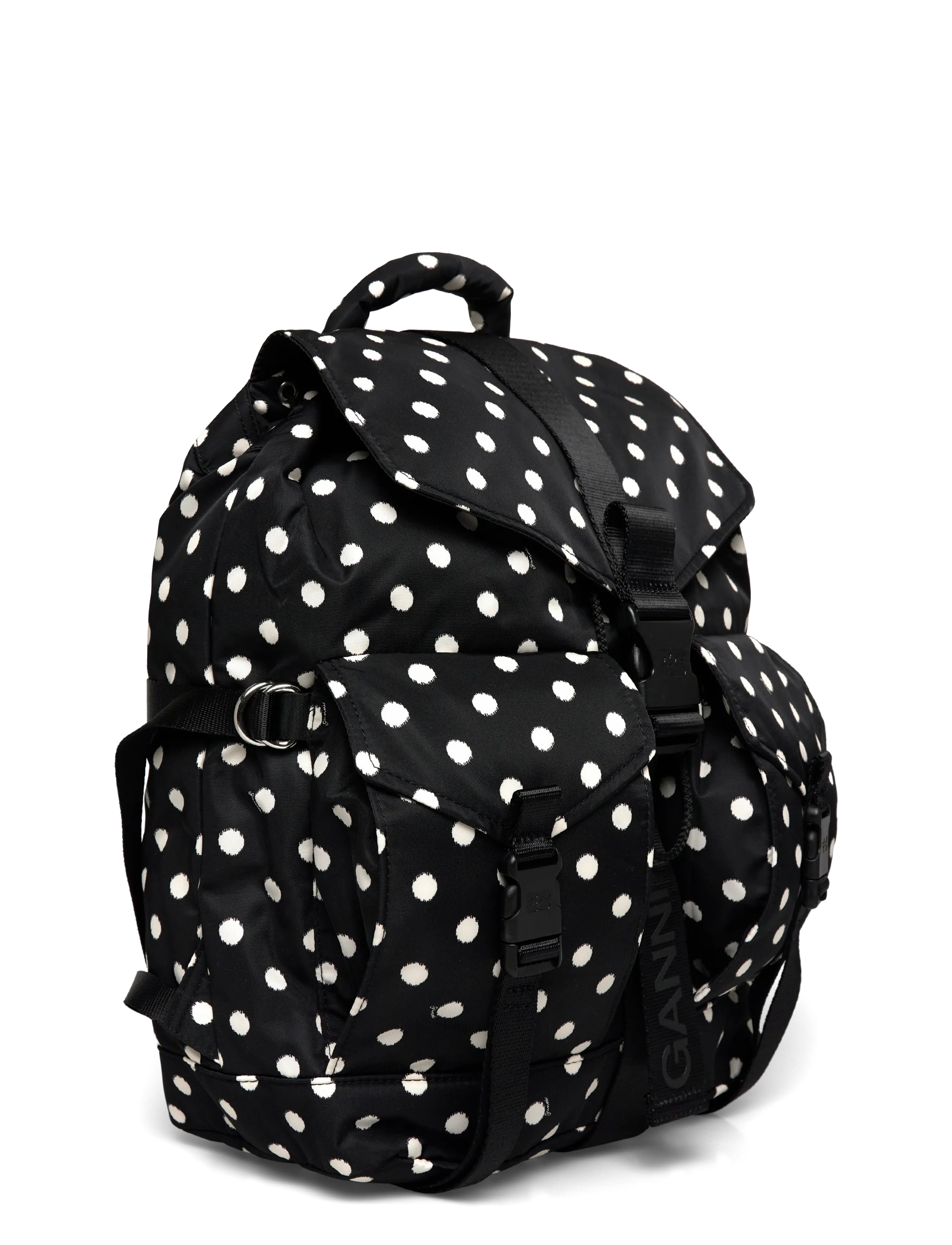 Ganni - Black Dots Re-Tech Backpack - accessoires - black - 2