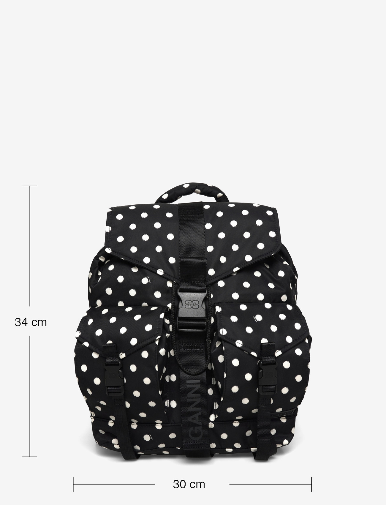Ganni - Black Dots Re-Tech Backpack - backpacks - black - 3