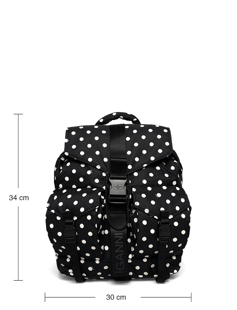 Ganni - Black Dots Re-Tech Backpack - rucksäcke - black - 3