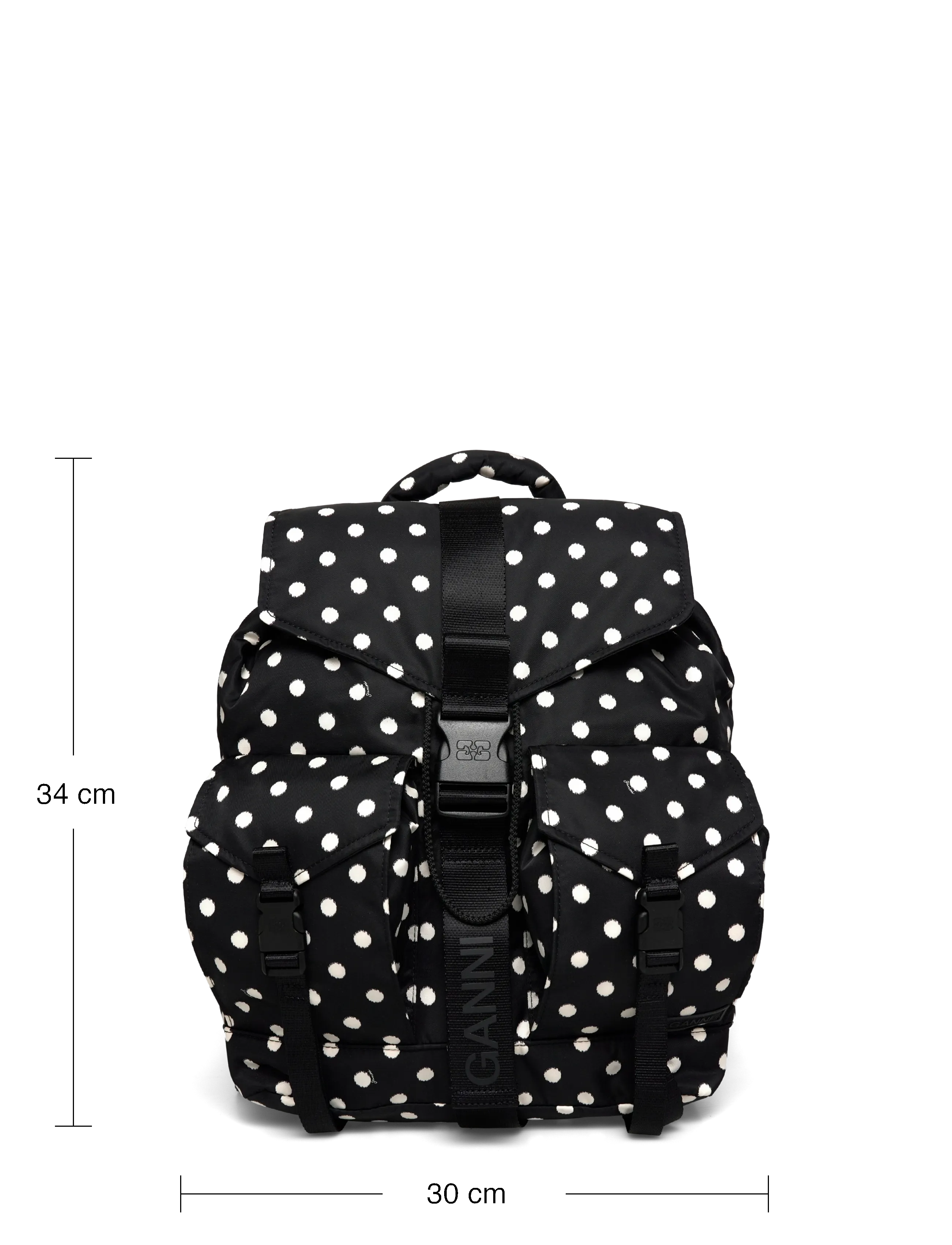 Ganni - Black Dots Re-Tech Backpack - accessoires - black - 3