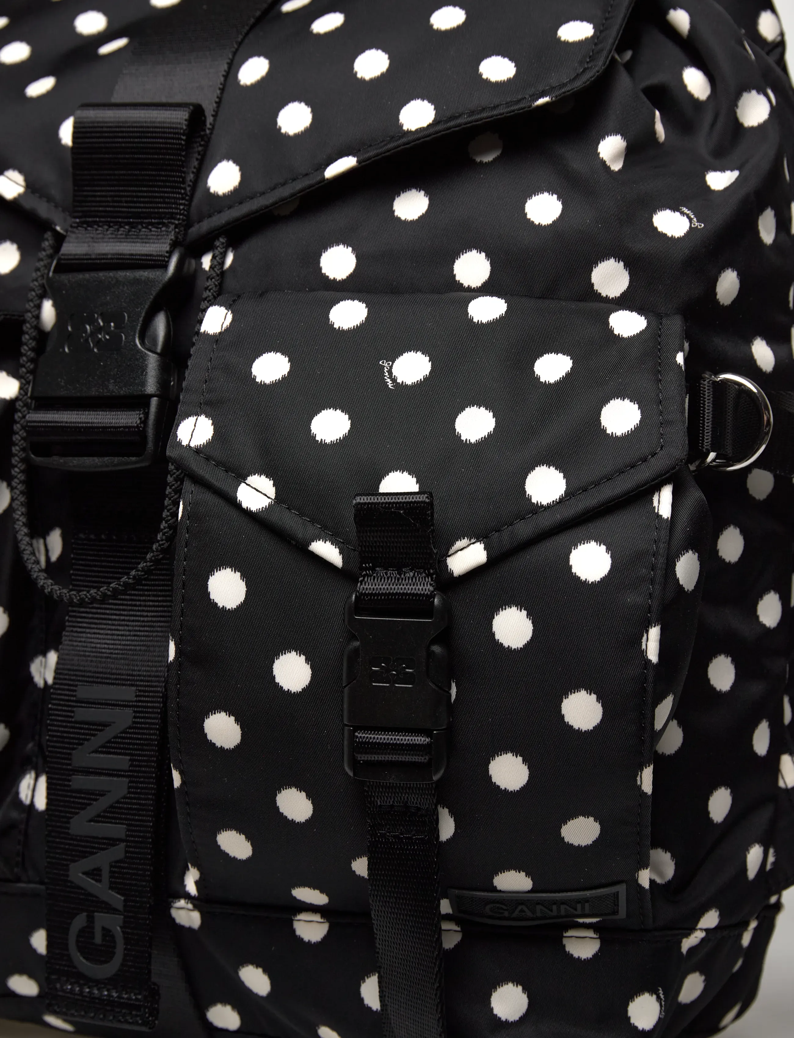 Ganni - Black Dots Re-Tech Backpack - accessoires - black - 4