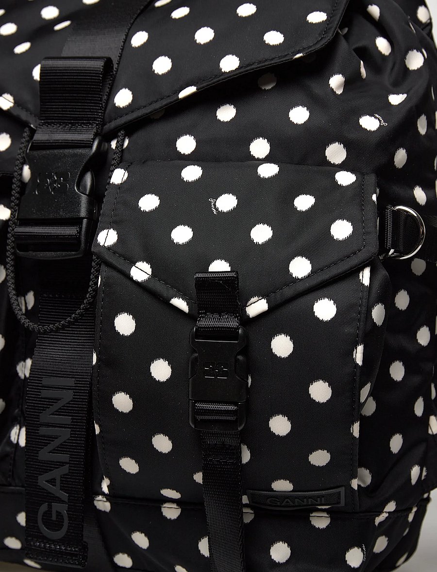 Ganni - Black Dots Re-Tech Backpack - seljakotid - black - 4