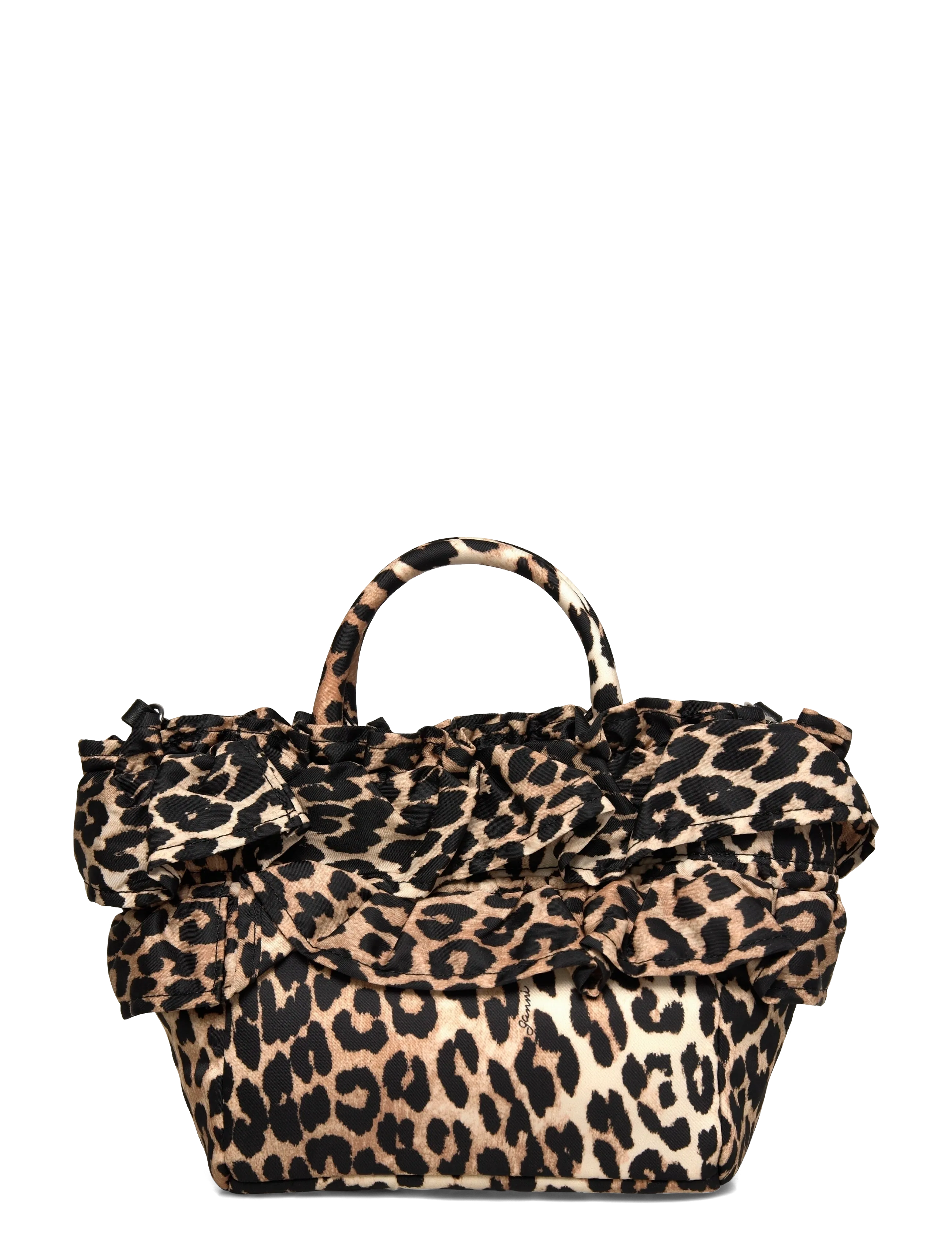 Ganni - Ruffled-upper leopard-print Tote Bag - special occasions - brown - 1