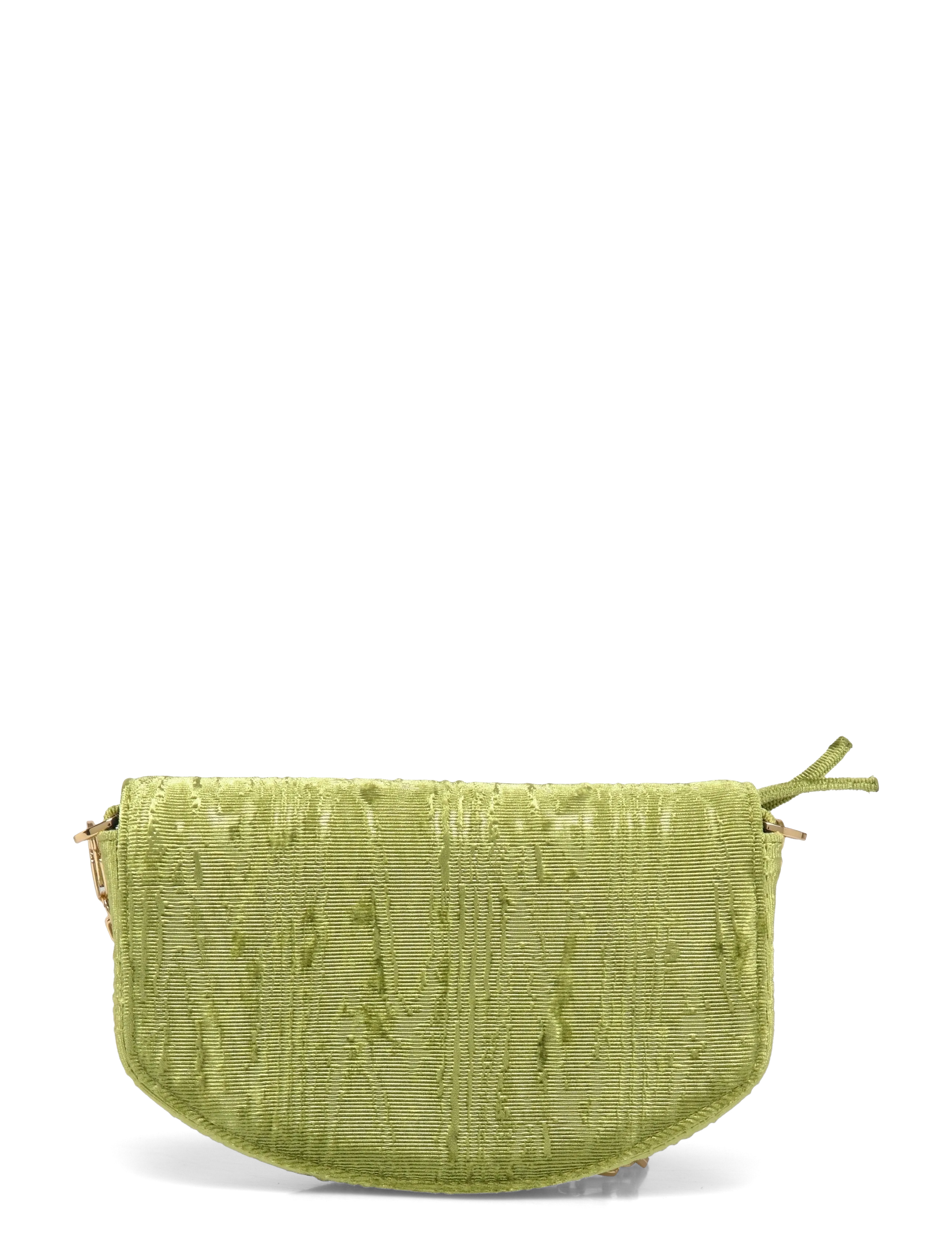 Ganni - Lulu Wallet On Chain Velvet Moire - punge - green - 1