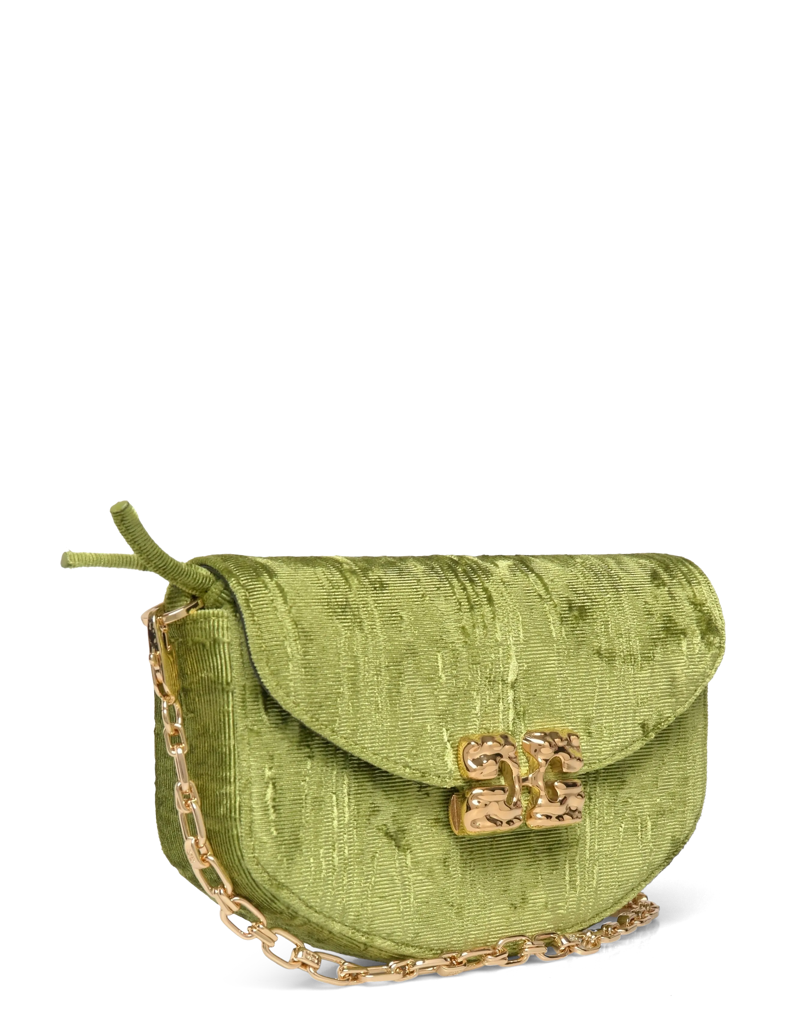 Ganni - Lulu Wallet On Chain Velvet Moire - punge - green - 2