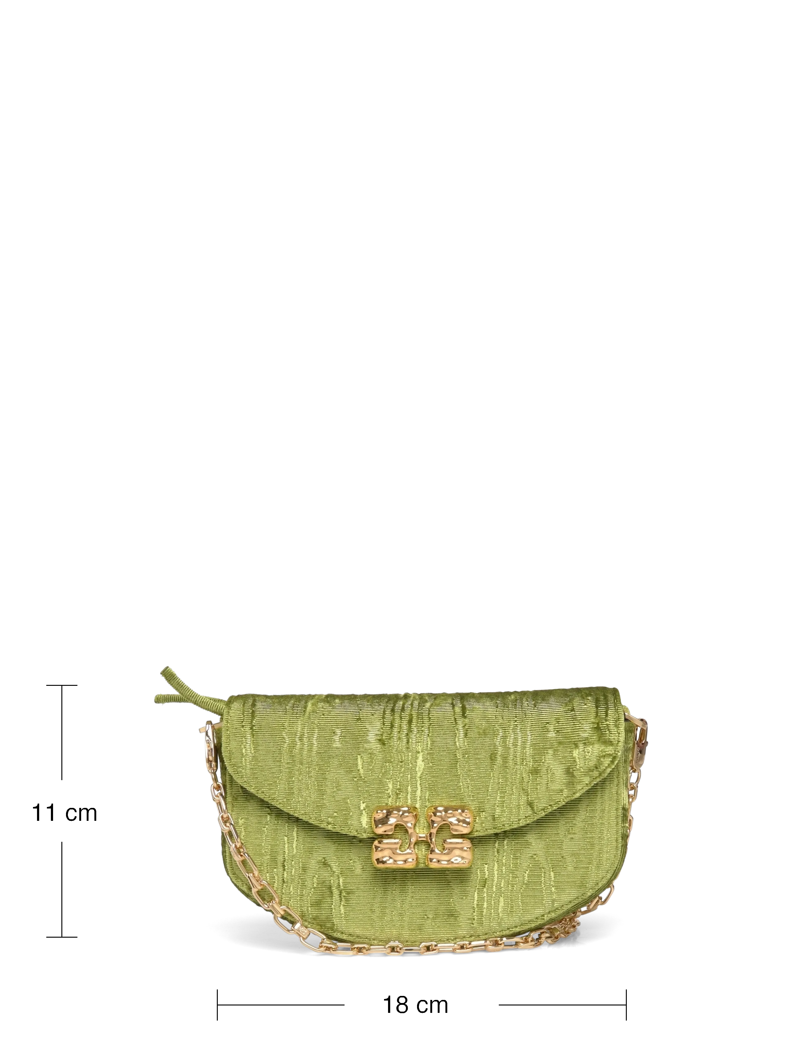 Ganni - Lulu Wallet On Chain Velvet Moire - punge - green - 3