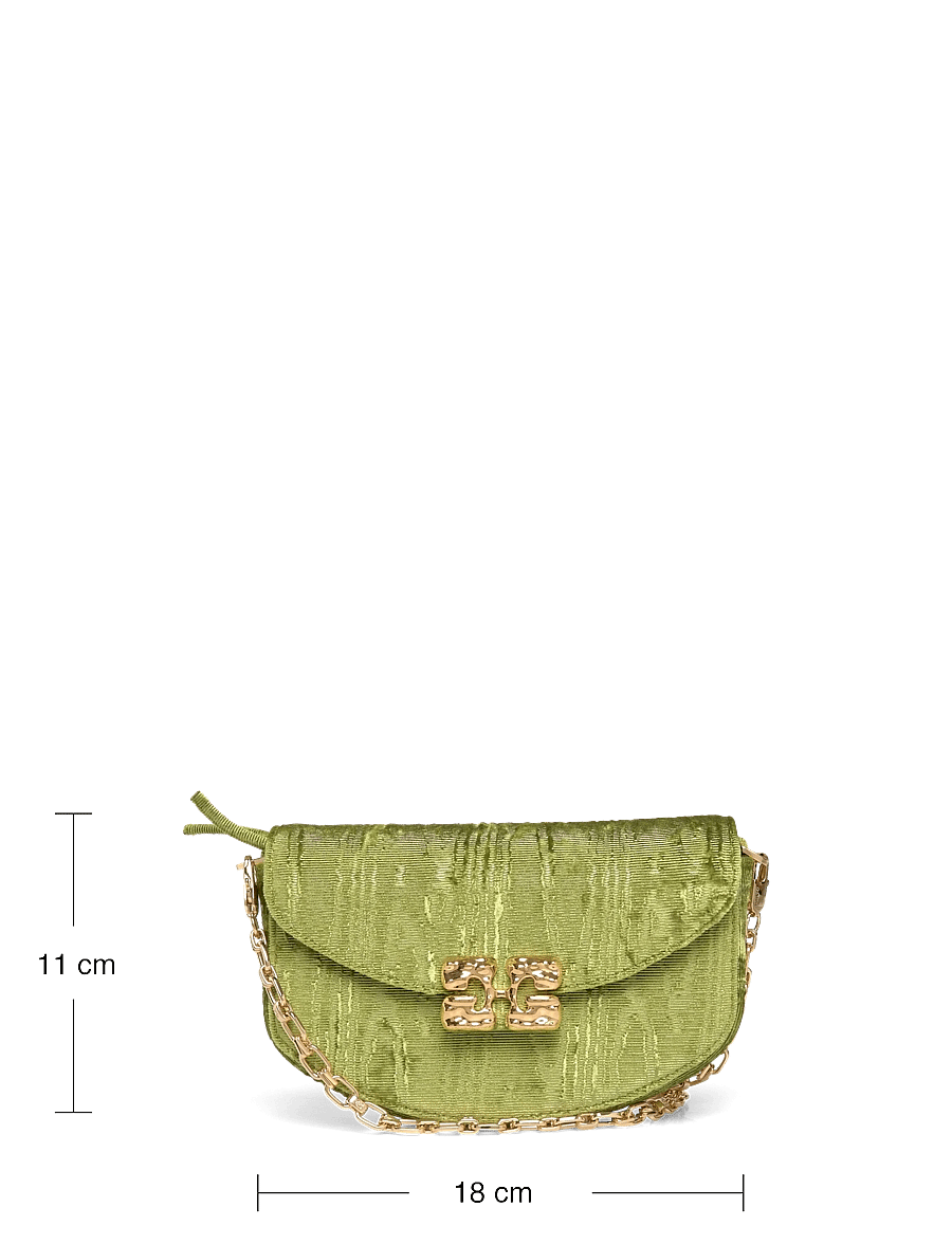 Ganni - Lulu Wallet On Chain Velvet Moire - punge - green - 3